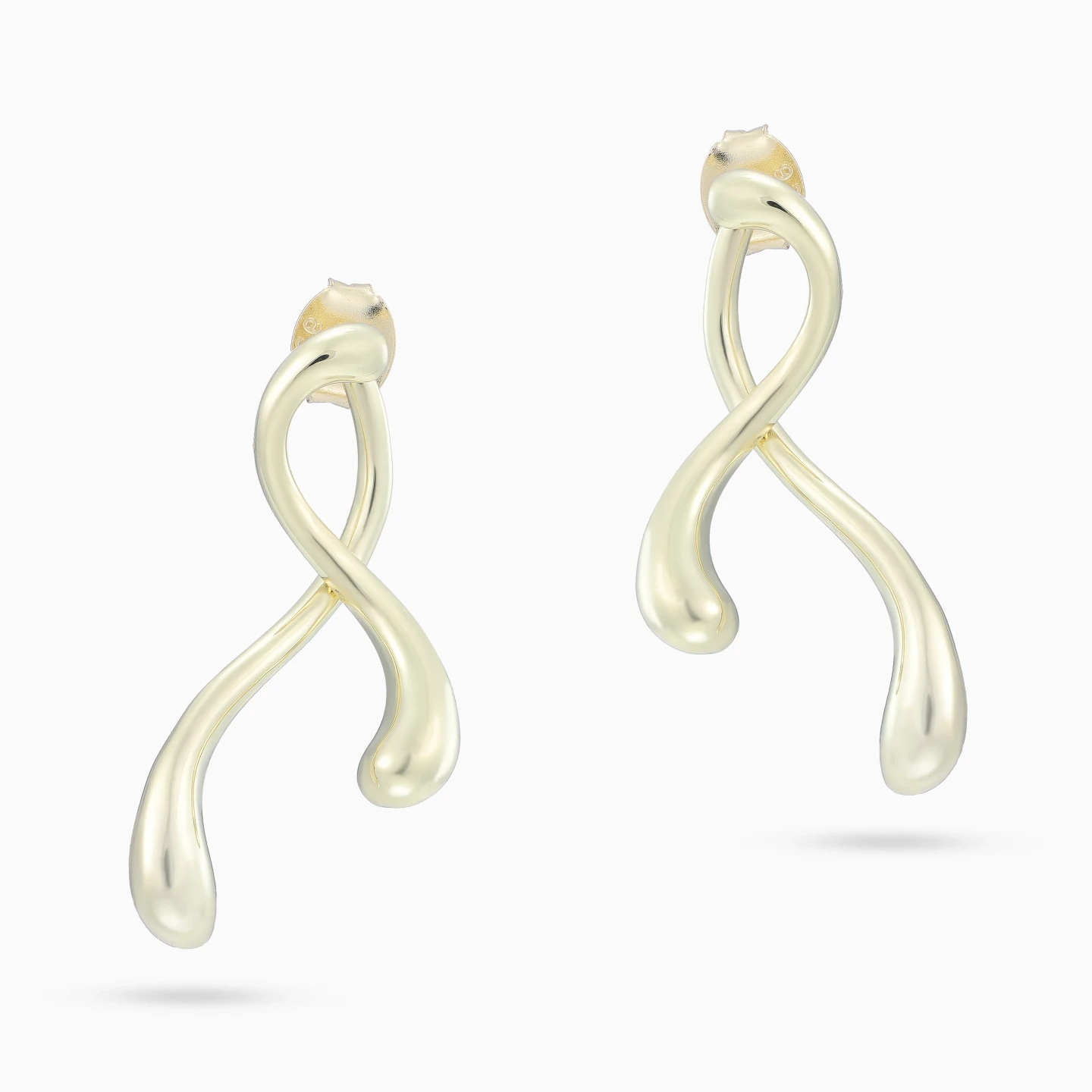Crossing Lines Drop Earrings in Yellow Gold Plating - 3 Crossing Lines Drop Earrings in Yellow Gold Plating - 3