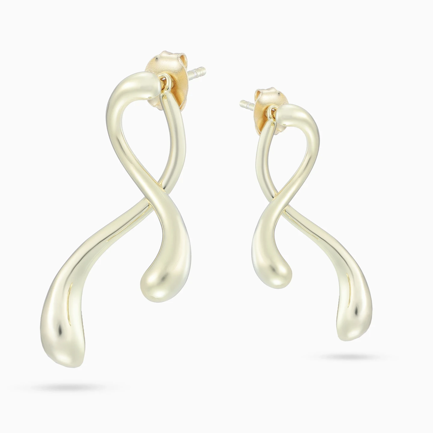 Crossing Lines Drop Earrings in Yellow Gold Plating - 4 Crossing Lines Drop Earrings in Yellow Gold Plating - 4
