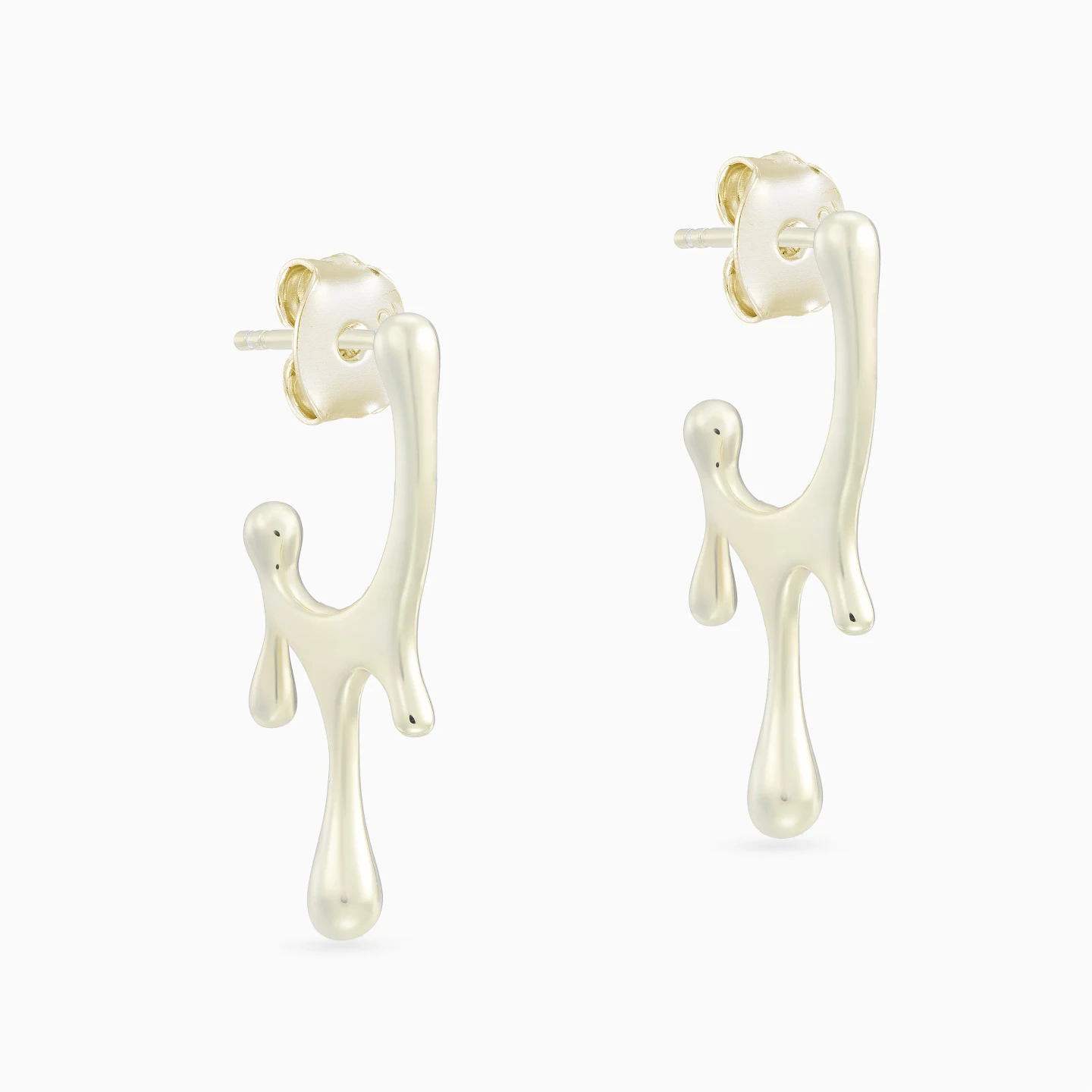 Dripping Detailed Drop Earrings in Yellow Gold Plated - 3 Dripping Detailed Drop Earrings in Yellow Gold Plated - 3