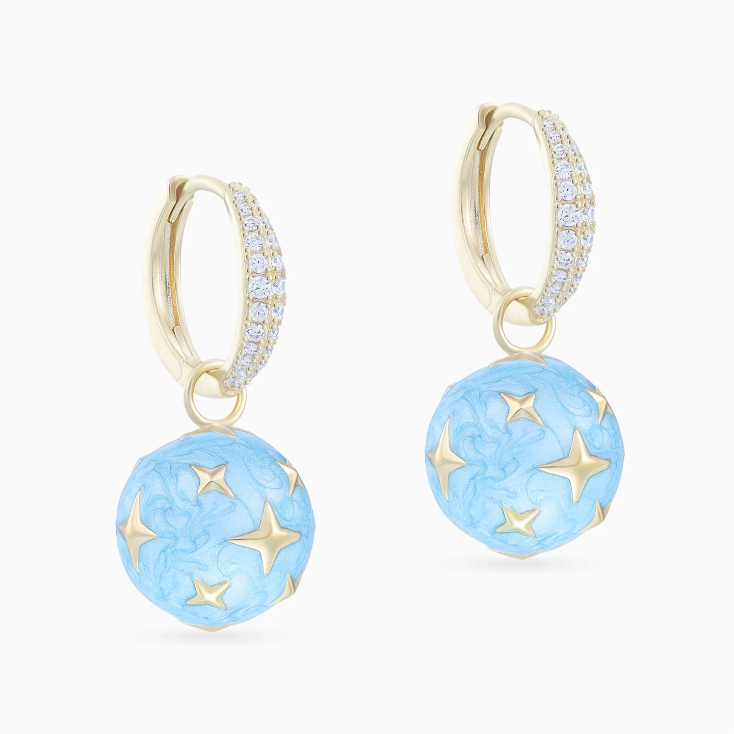 Sphere & Stars Cubic Zirconia Drop Earrings in Yellow Gold Plating - 3 Sphere & Stars Cubic Zirconia Drop Earrings in Yellow Gold Plating - 3