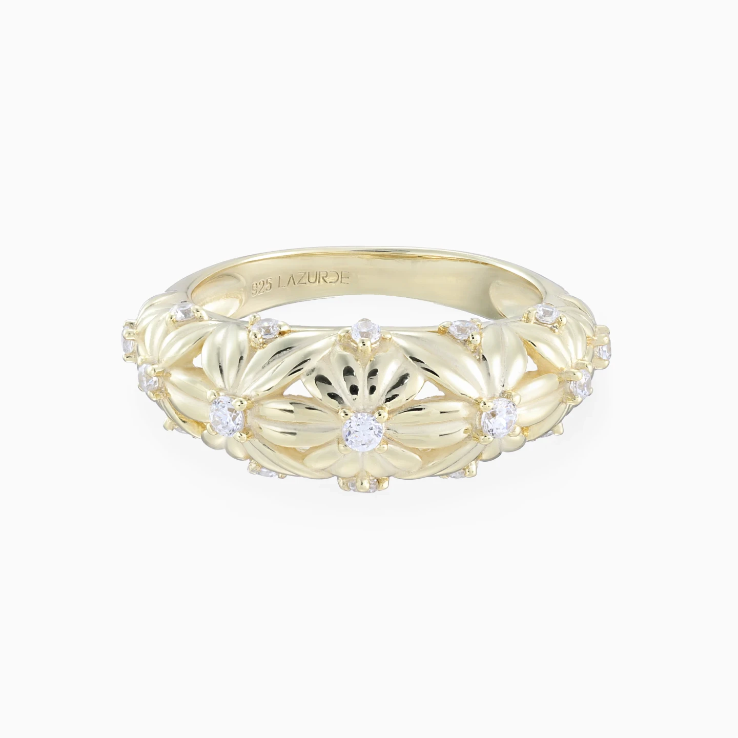 Floral Arrangements Cubic Zirconia Ring in Yellow Gold Plated Floral Arrangements Cubic Zirconia Ring in Yellow Gold Plated