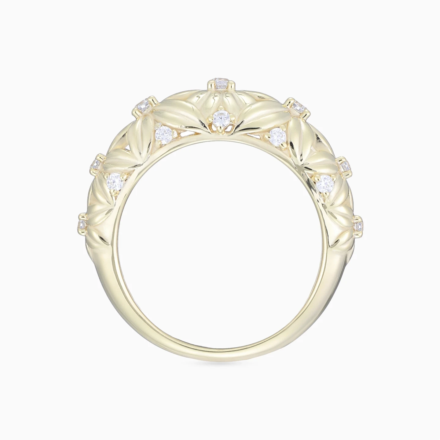 Floral Arrangements Cubic Zirconia Ring in Yellow Gold Plated - 4 Floral Arrangements Cubic Zirconia Ring in Yellow Gold Plated - 4