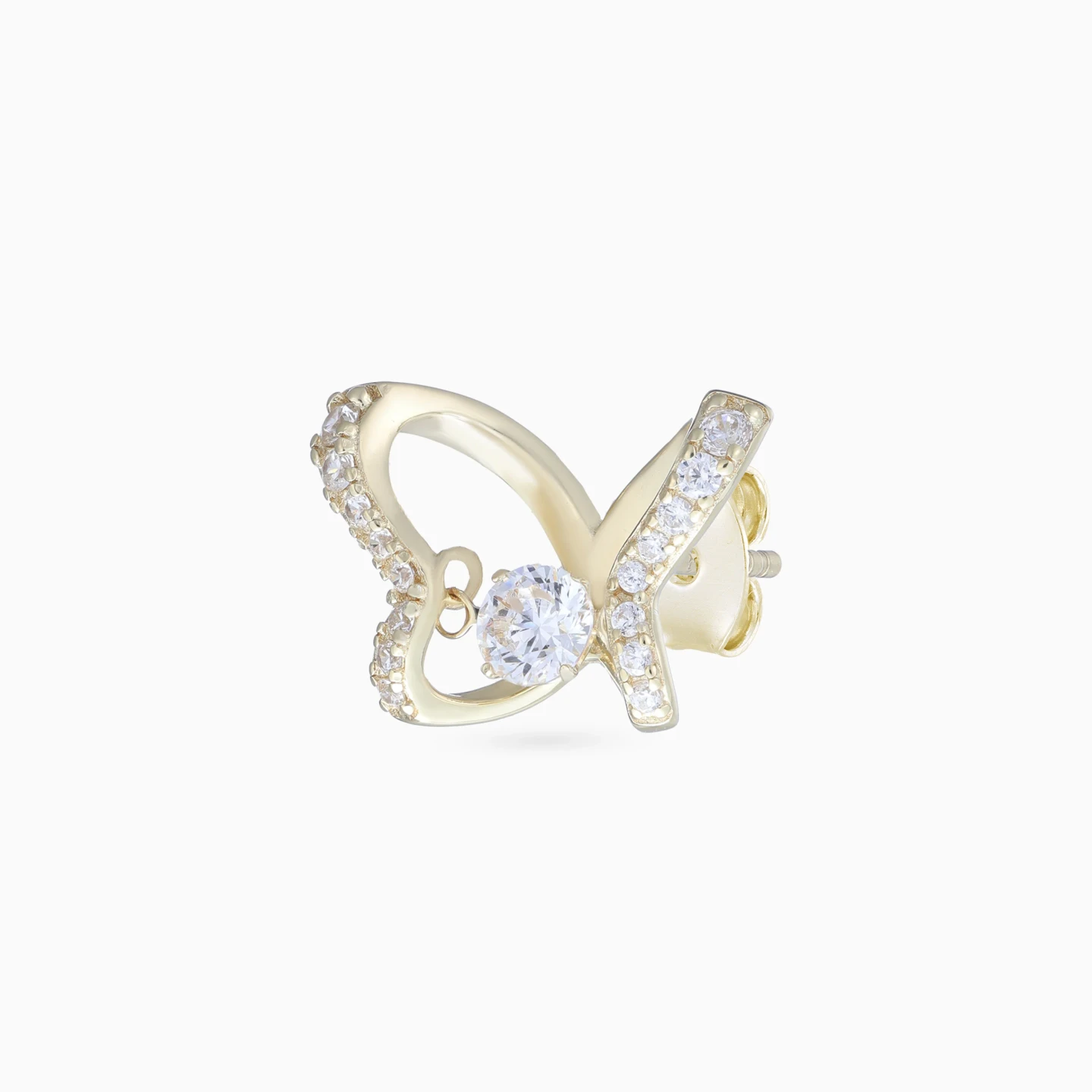 Open Butterfly Cubic Zirconia Stud Earrings in Yellow Gold Plating - 4 Open Butterfly Cubic Zirconia Stud Earrings in Yellow Gold Plating - 4