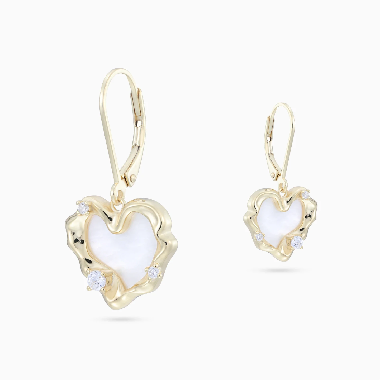 Heart Pearl Drop Earrings in Yellow Gold Plating - 4 Heart Pearl Drop Earrings in Yellow Gold Plating - 4
