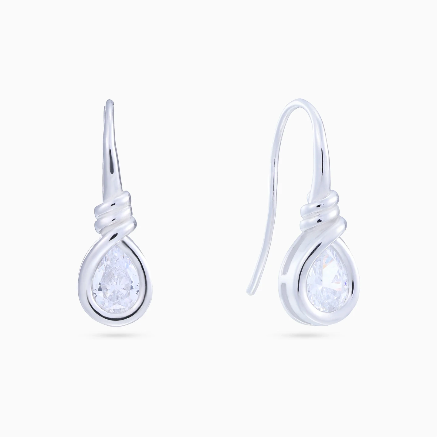 Twist & Pear Shaped Cubic Zirconia Drop Earrings in Sterling Silver Twist & Pear Shaped Cubic Zirconia Drop Earrings in Sterling Silver