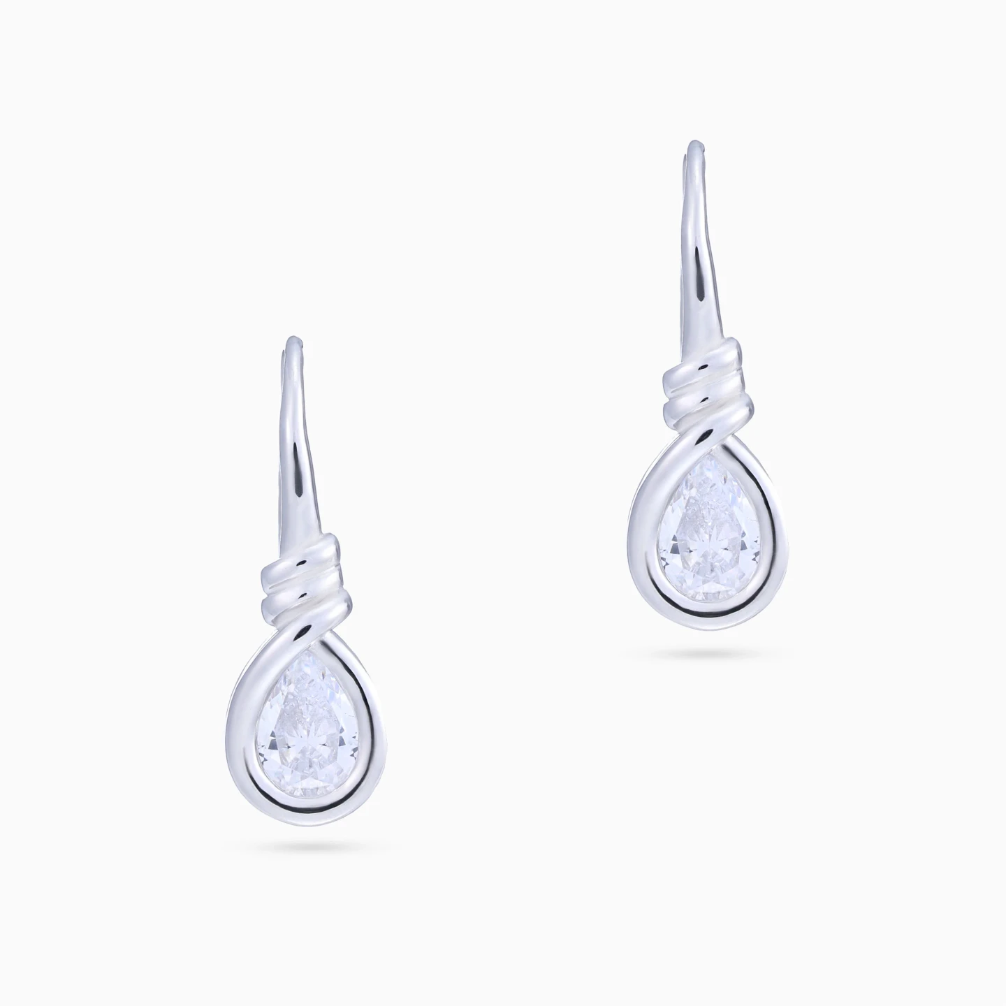 Twist & Pear Shaped Cubic Zirconia Drop Earrings in Sterling Silver - 3 Twist & Pear Shaped Cubic Zirconia Drop Earrings in Sterling Silver - 3