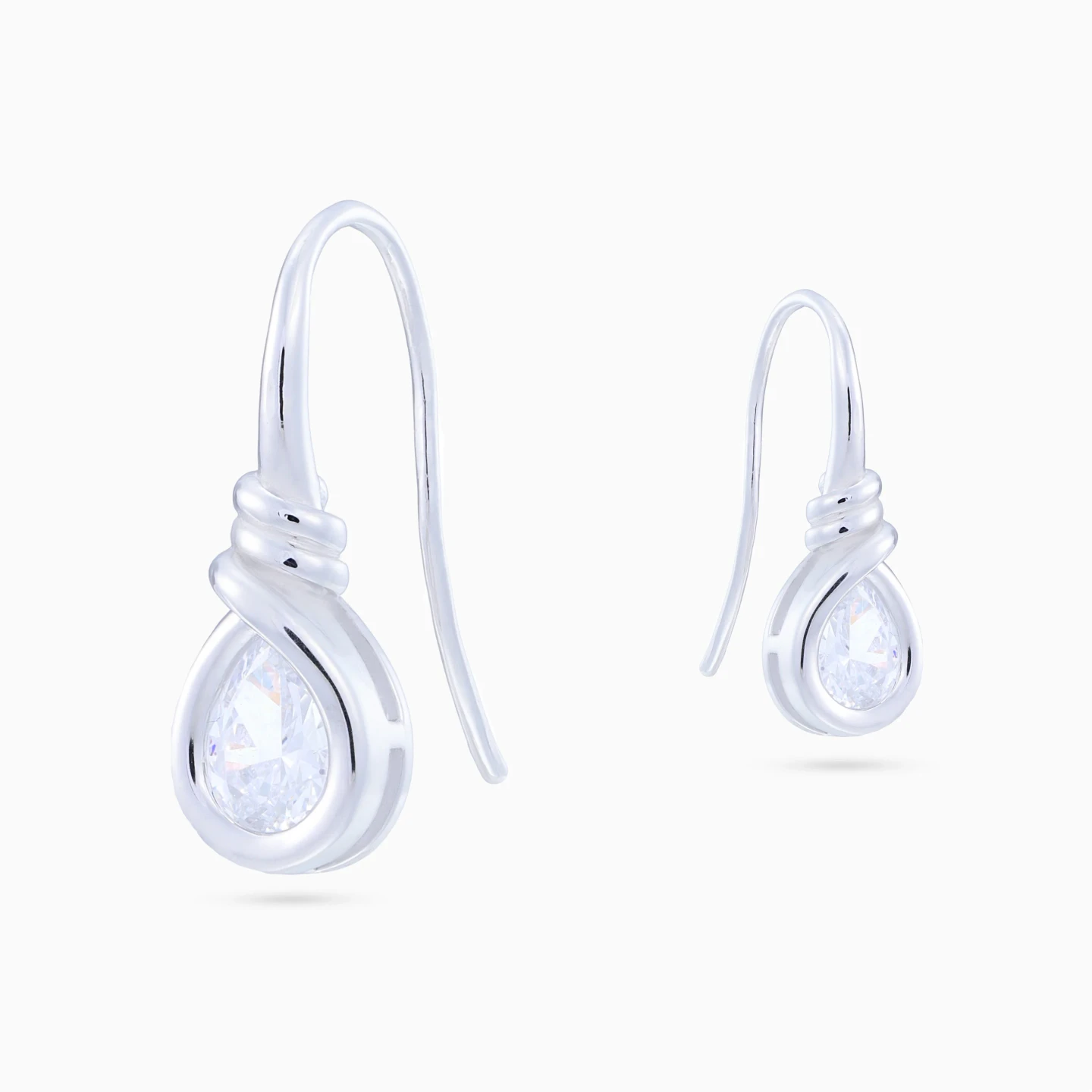 Twist & Pear Shaped Cubic Zirconia Drop Earrings in Sterling Silver - 4 Twist & Pear Shaped Cubic Zirconia Drop Earrings in Sterling Silver - 4