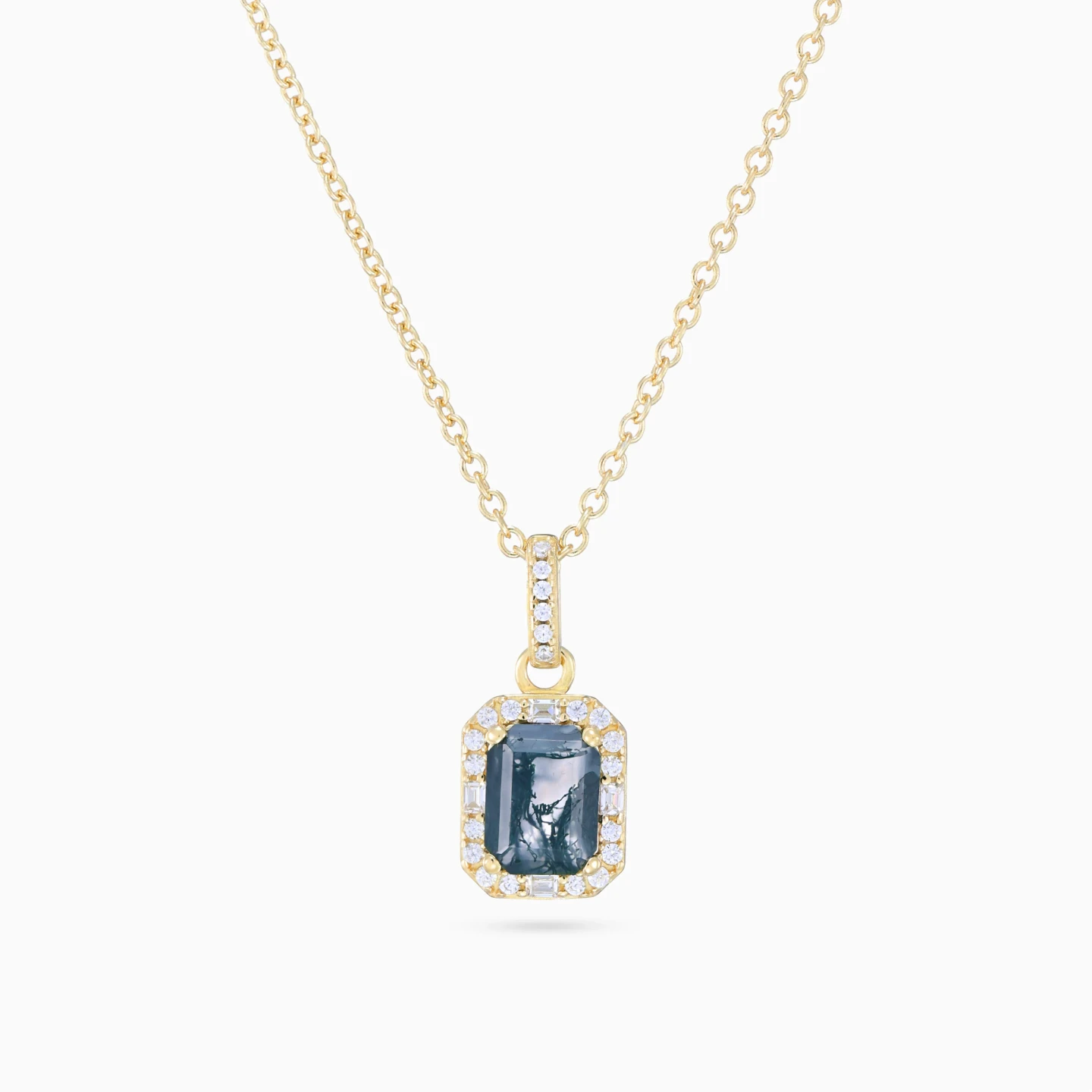 Rectangular Colored Stone Gold Plated Necklace Rectangular Colored Stone Gold Plated Necklace