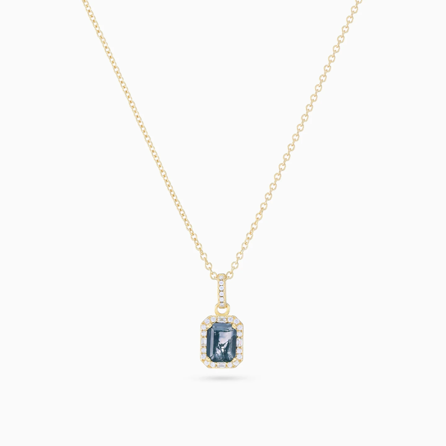 Rectangular Colored Stone Gold Plated Necklace - 3 Rectangular Colored Stone Gold Plated Necklace - 3