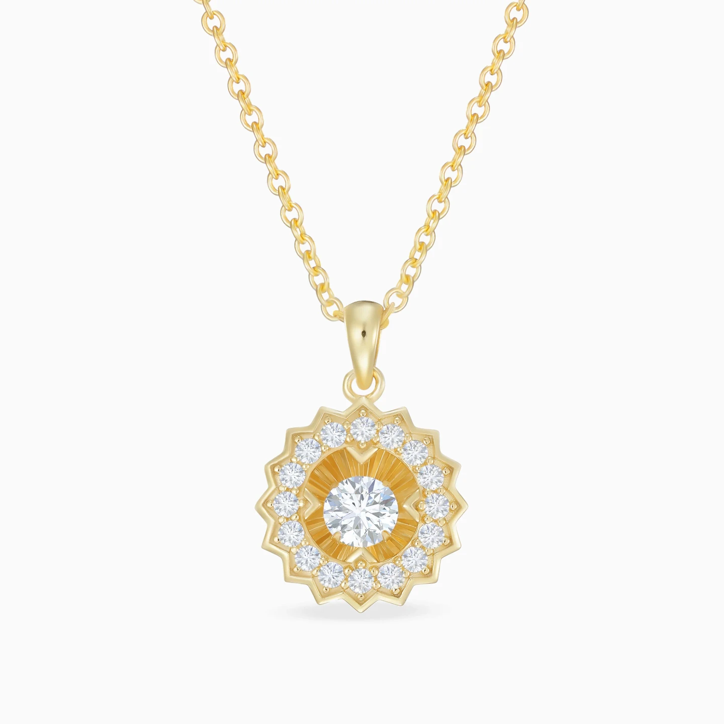 Sunburst Colored Stones Gold Plated Necklace Sunburst Colored Stones Gold Plated Necklace