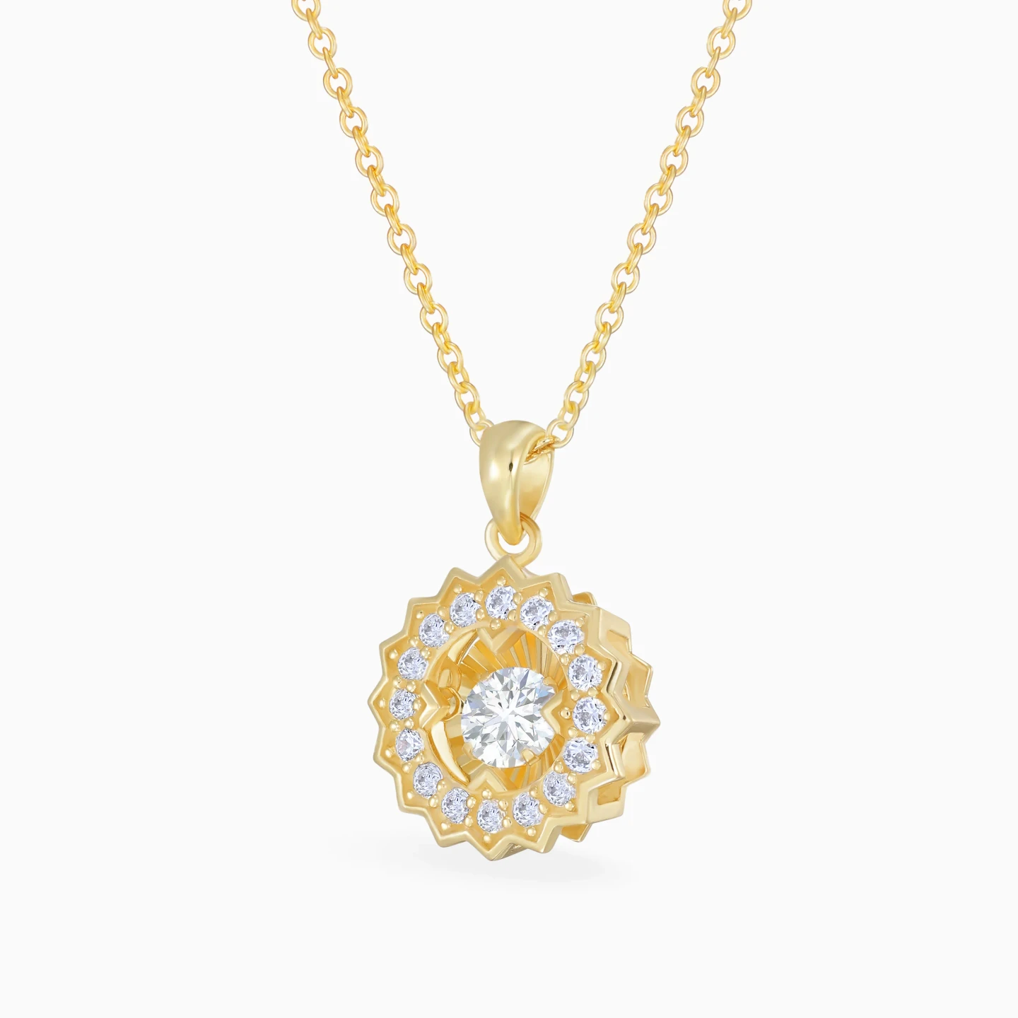 Sunburst Colored Stones Gold Plated Necklace - 2 Sunburst Colored Stones Gold Plated Necklace - 2