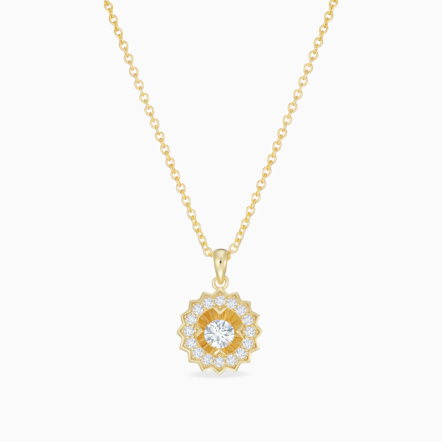 Sunburst Colored Stones Gold Plated Necklace - 3 Sunburst Colored Stones Gold Plated Necklace - 3