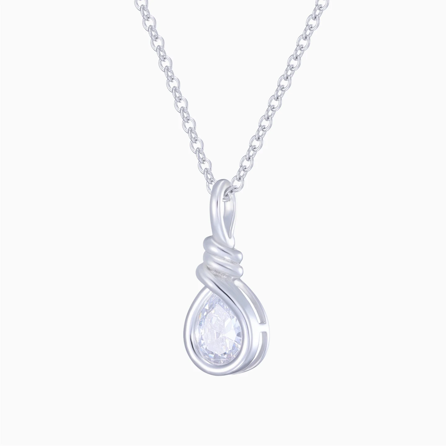Teardrop Colored Stones Pendant Necklace in Sterling Silver - 2 Teardrop Colored Stones Pendant Necklace in Sterling Silver - 2
