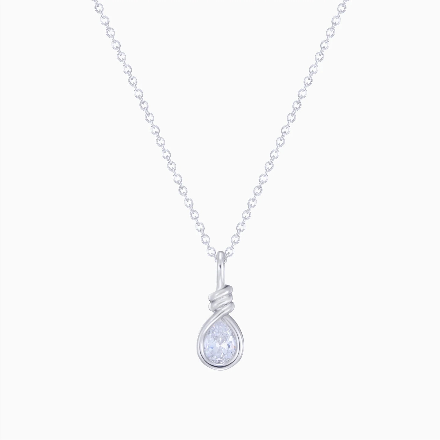 Teardrop Colored Stones Pendant Necklace in Sterling Silver - 3 Teardrop Colored Stones Pendant Necklace in Sterling Silver - 3