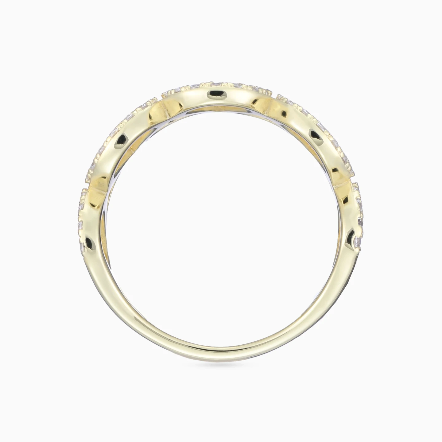 Looping Curves Cubic Zirconia Ring in Yellow Gold Plated - 4 Looping Curves Cubic Zirconia Ring in Yellow Gold Plated - 4
