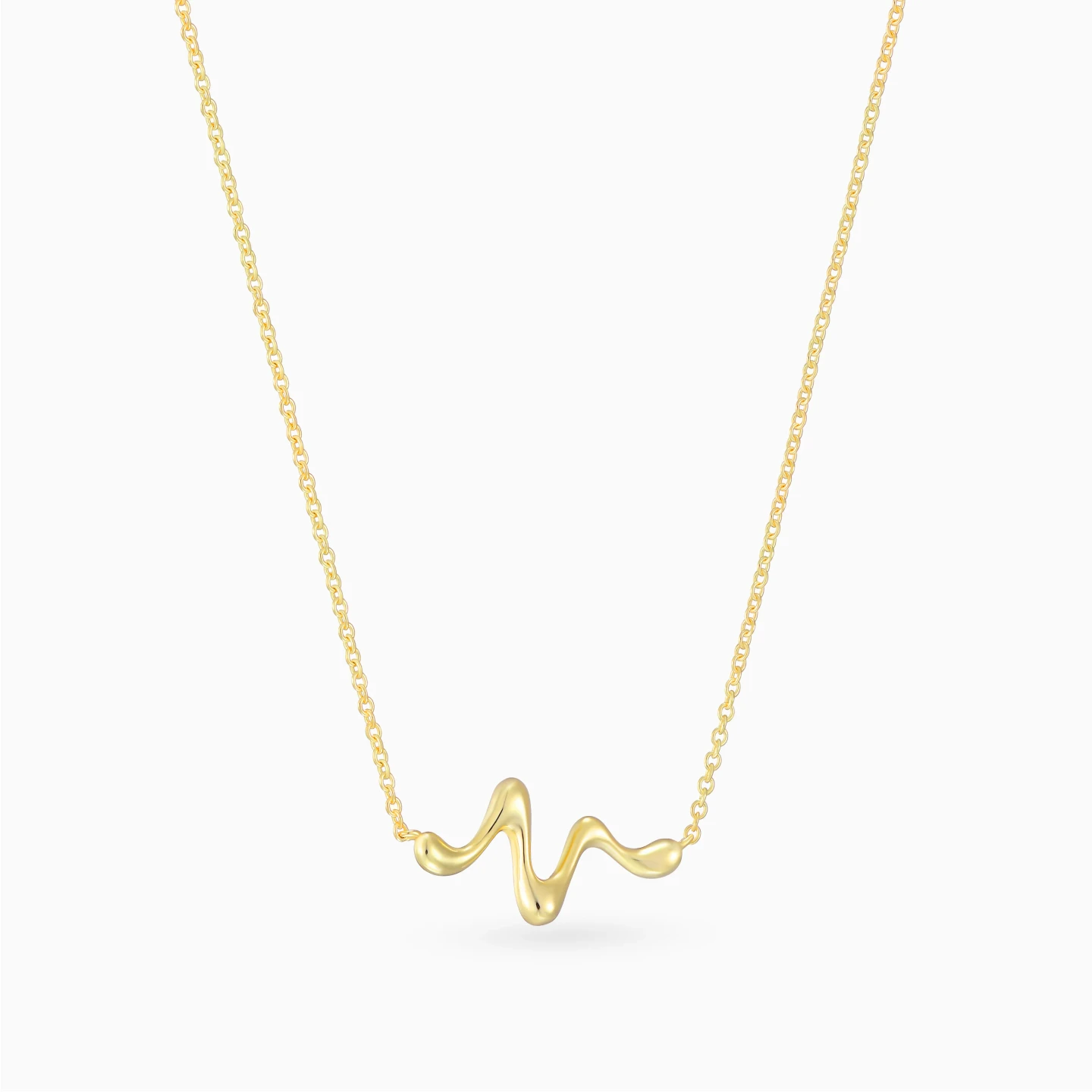 Fluid Wave Gold Plated Necklace - 3 Fluid Wave Gold Plated Necklace - 3