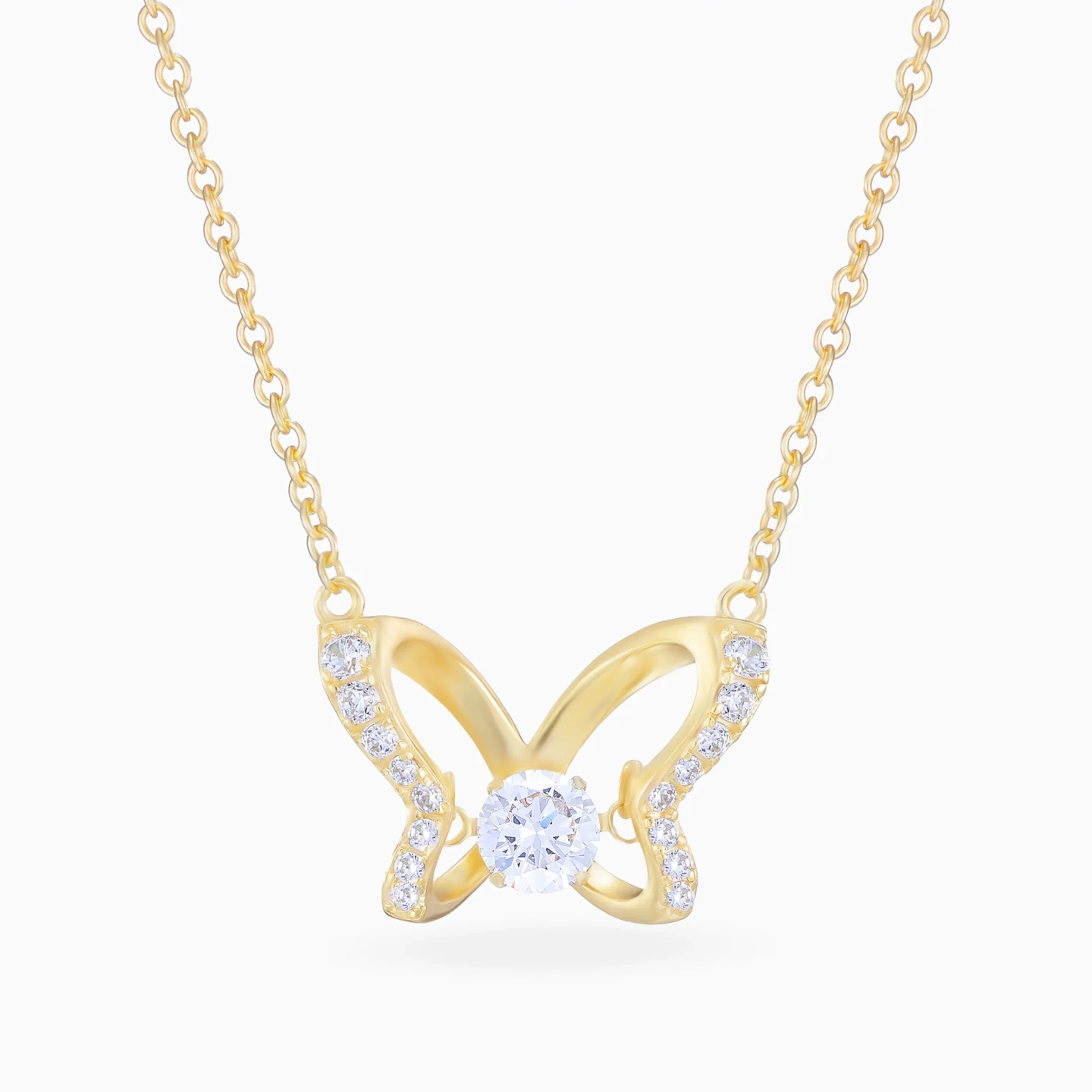 Butterfly Colored Stone Gold Plated Necklace Butterfly Colored Stone Gold Plated Necklace