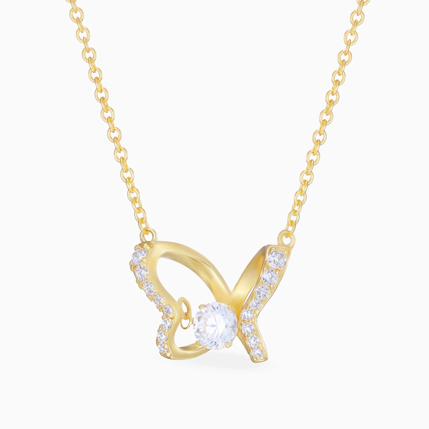 Butterfly Colored Stone Gold Plated Necklace - 2 Butterfly Colored Stone Gold Plated Necklace - 2
