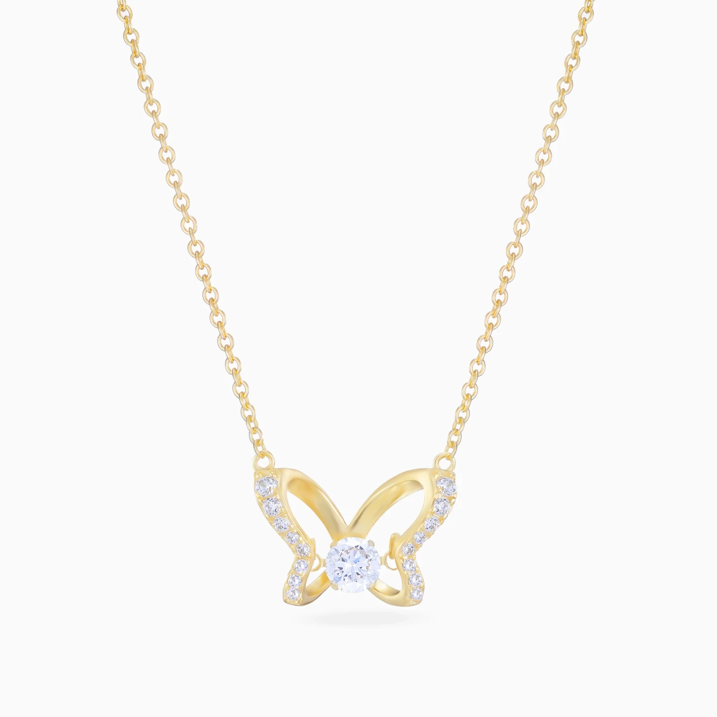 Butterfly Colored Stone Gold Plated Necklace - 3 Butterfly Colored Stone Gold Plated Necklace - 3