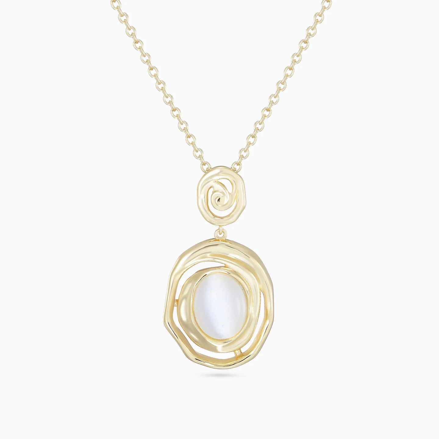 Oval Mother of Pearl Swirl Gold Plated Necklace Oval Mother of Pearl Swirl Gold Plated Necklace