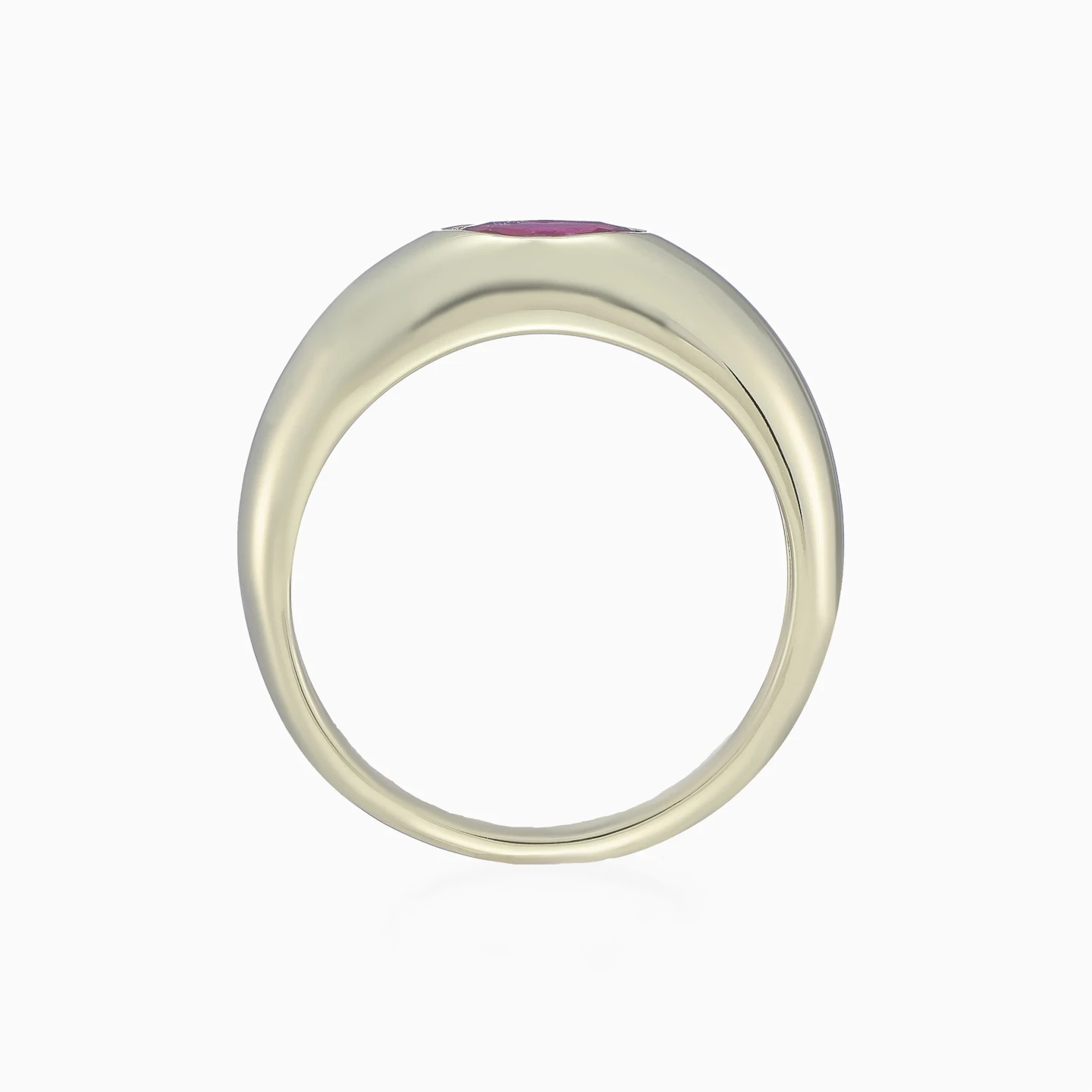 Chunky Curve Pink Stones Ring in Yellow Gold Plating - 4 Chunky Curve Pink Stones Ring in Yellow Gold Plating - 4