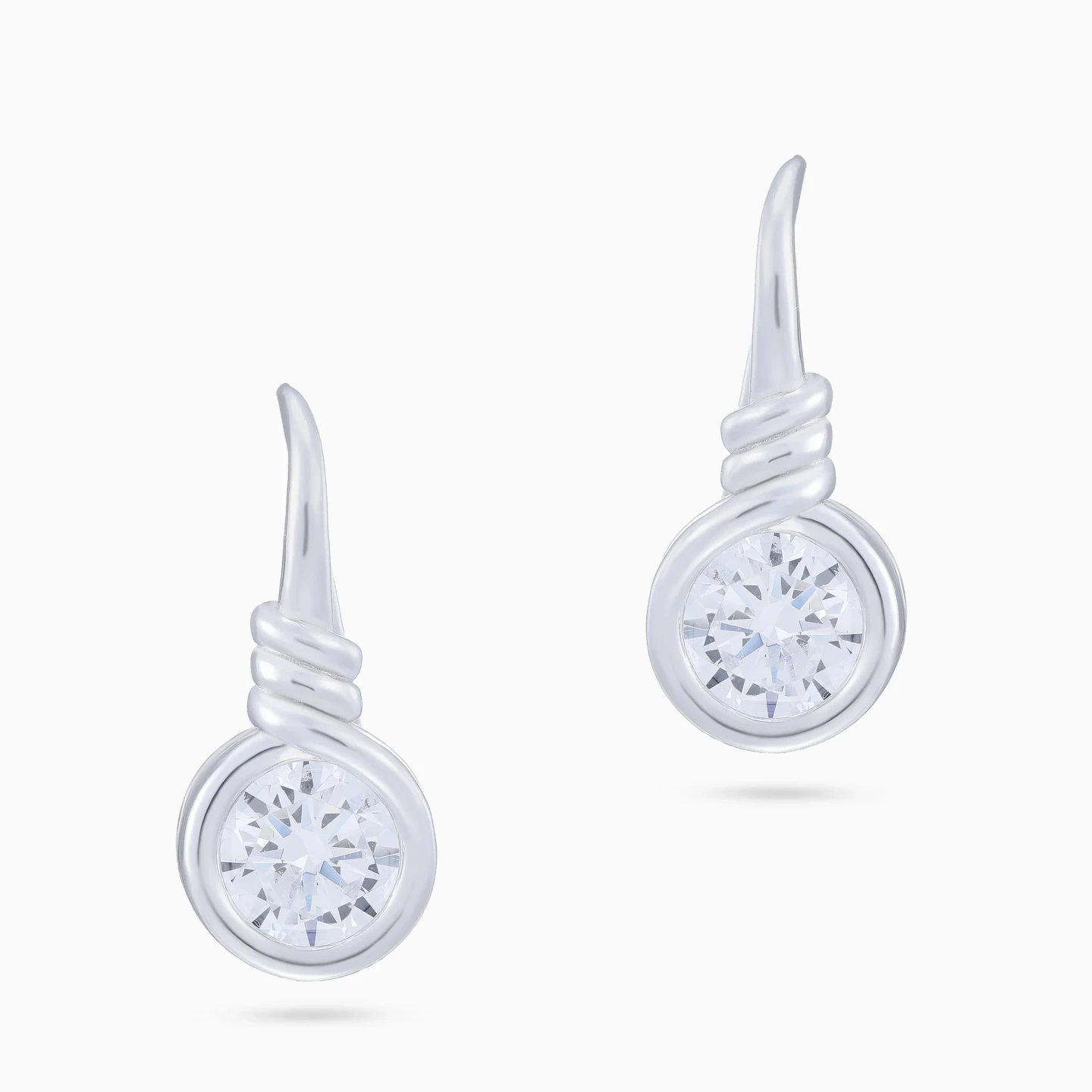 Twist & Round Shaped Cubic Zirconia Drop Earrings in Sterling Silver - 3 Twist & Round Shaped Cubic Zirconia Drop Earrings in Sterling Silver - 3