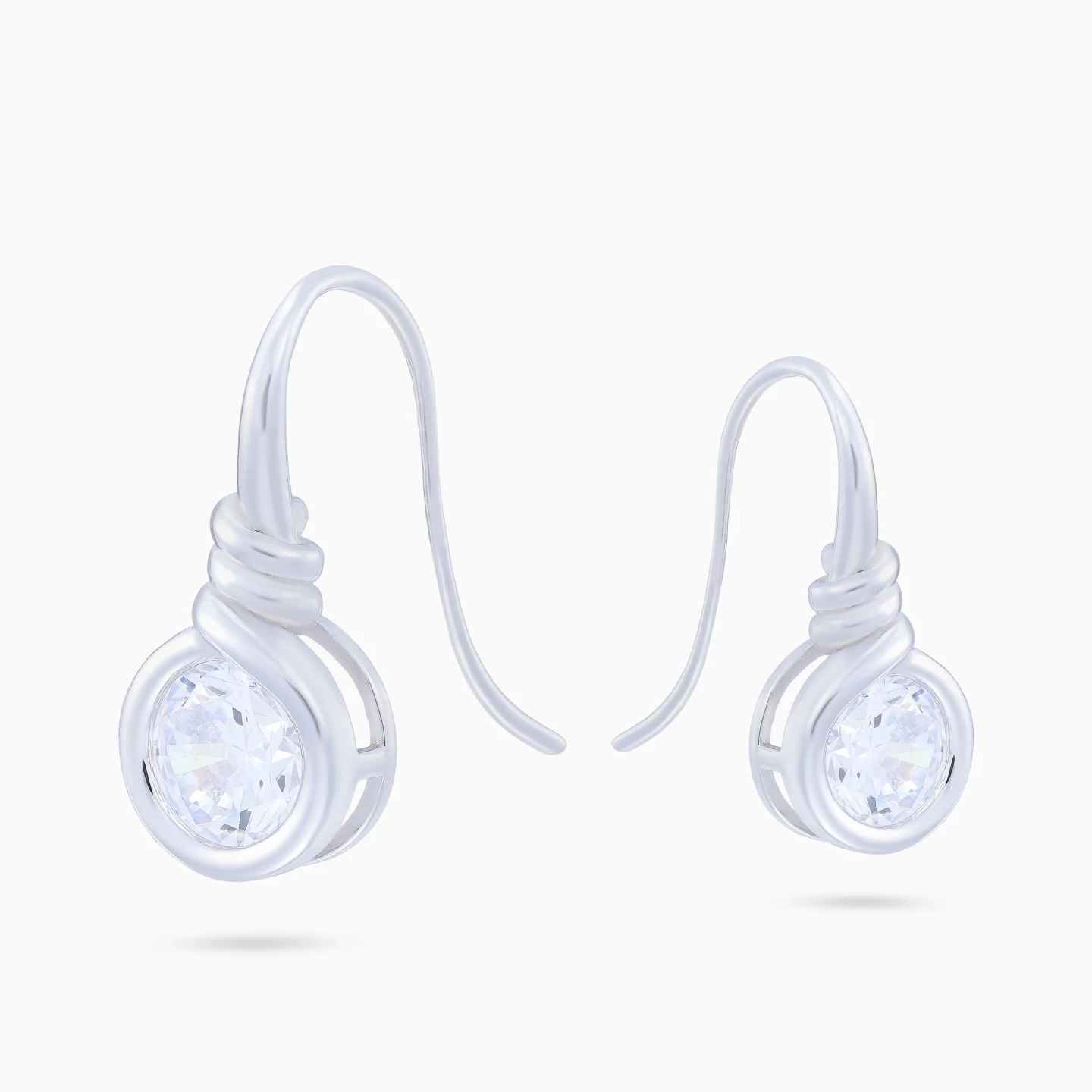 Twist & Round Shaped Cubic Zirconia Drop Earrings in Sterling Silver - 4 Twist & Round Shaped Cubic Zirconia Drop Earrings in Sterling Silver - 4