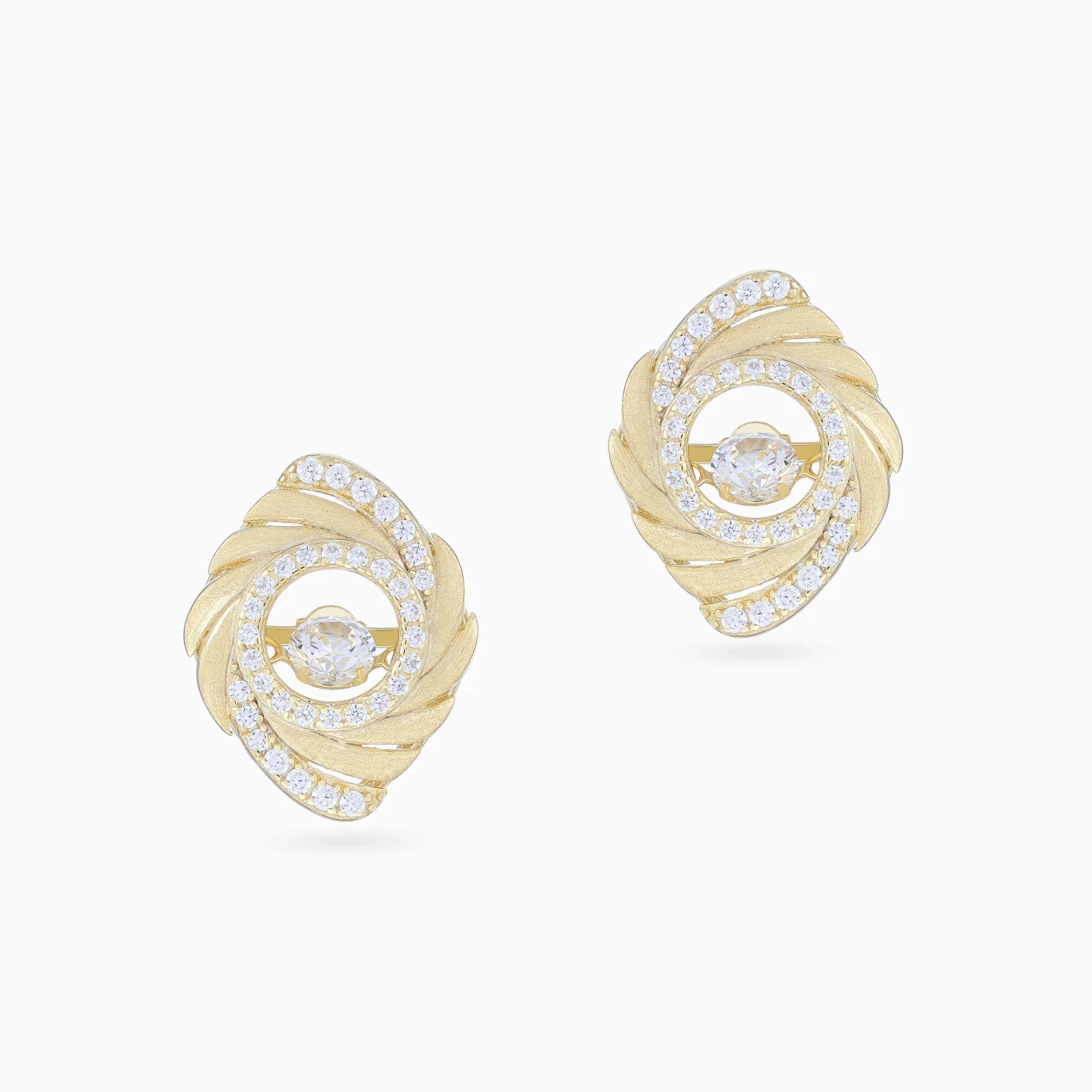 Swirling Layered Curves Cubic Zirconia Stud Earrings in Yellow Gold Plating - 3 Swirling Layered Curves Cubic Zirconia Stud Earrings in Yellow Gold Plating - 3
