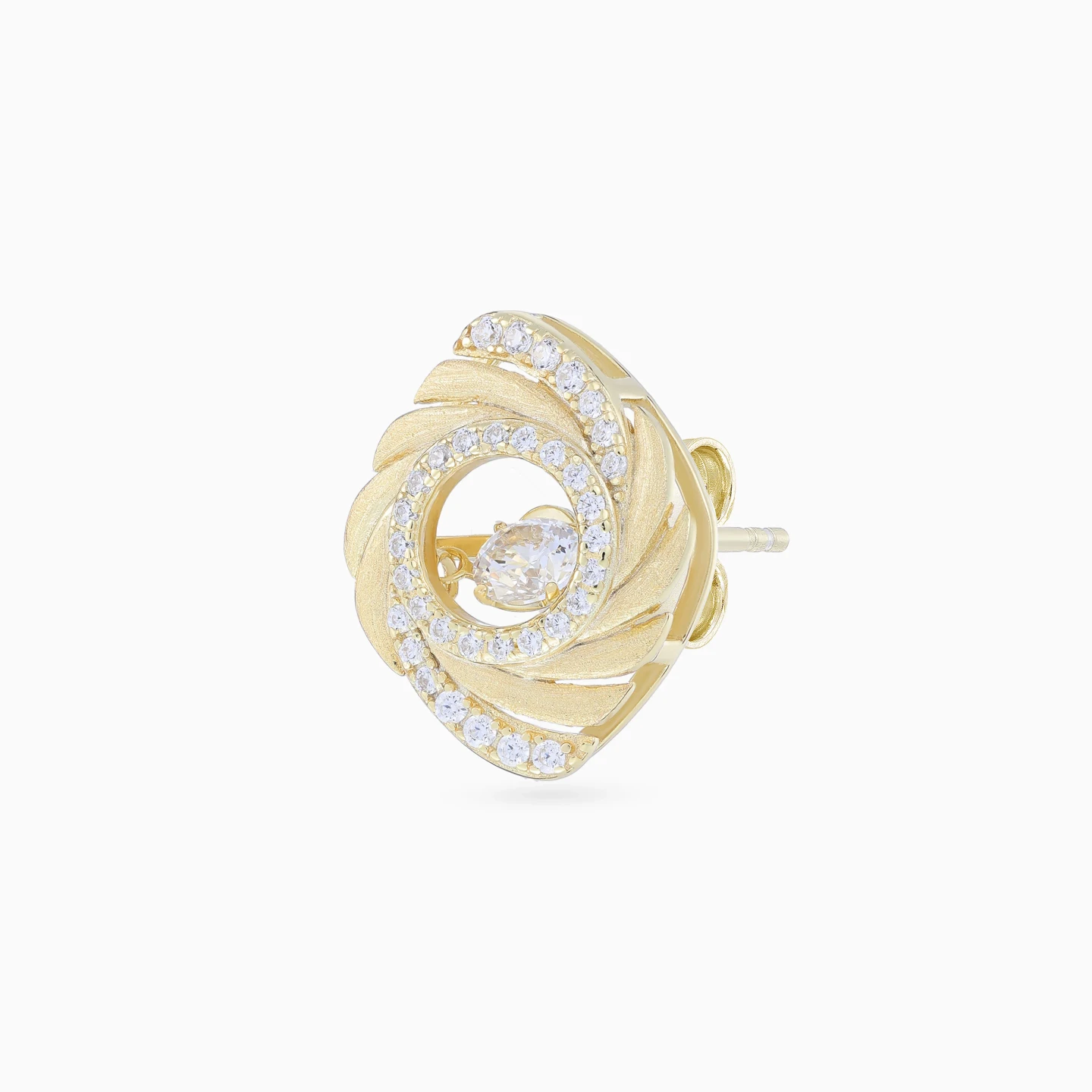 Swirling Layered Curves Cubic Zirconia Stud Earrings in Yellow Gold Plating - 4 Swirling Layered Curves Cubic Zirconia Stud Earrings in Yellow Gold Plating - 4