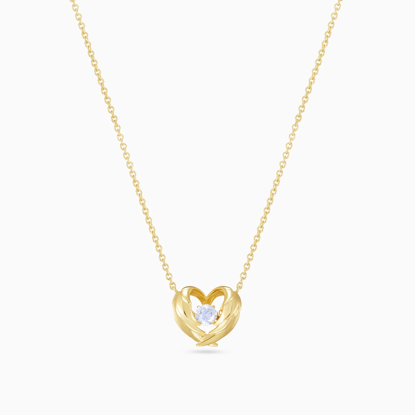 Heart Wings Colored Stone Gold Plated Necklace - 3 Heart Wings Colored Stone Gold Plated Necklace - 3
