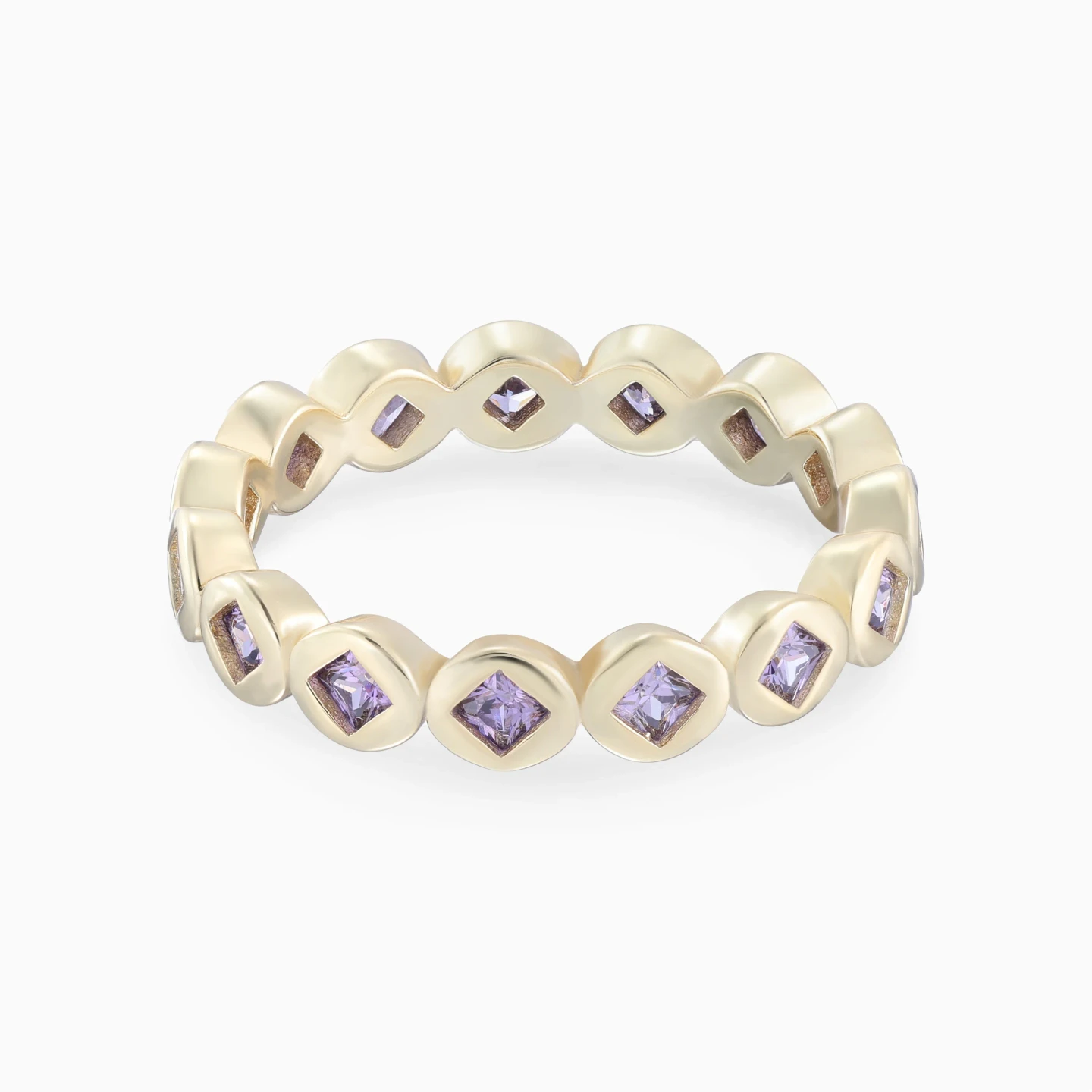 Round Purple Stones Ring in Yellow Gold Plating Round Purple Stones Ring in Yellow Gold Plating