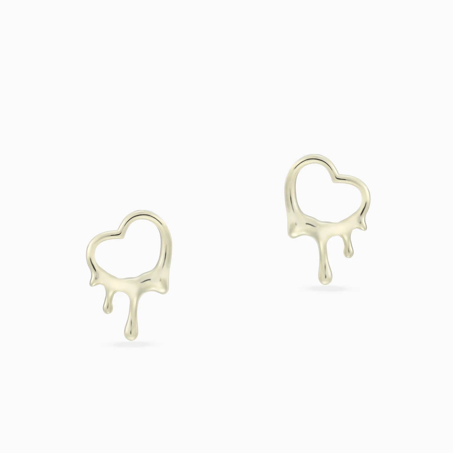 Melting Heart Stud Earrings in Yellow Gold Plating - 3 Melting Heart Stud Earrings in Yellow Gold Plating - 3
