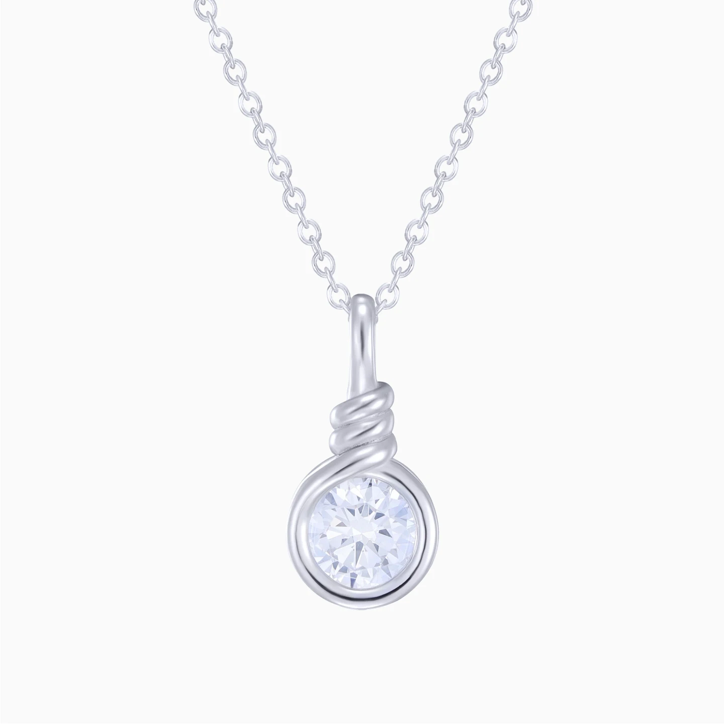 Round Colored Stone Pendant Necklace in Sterling Silver Round Colored Stone Pendant Necklace in Sterling Silver