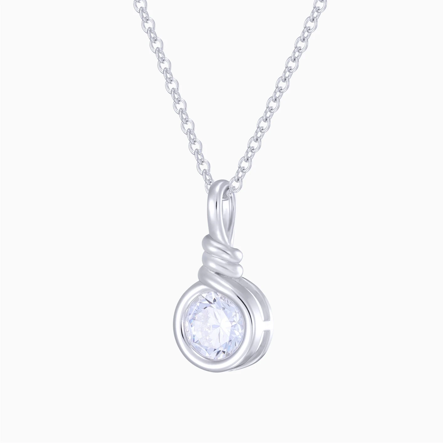 Round Colored Stone Pendant Necklace in Sterling Silver - 2 Round Colored Stone Pendant Necklace in Sterling Silver - 2
