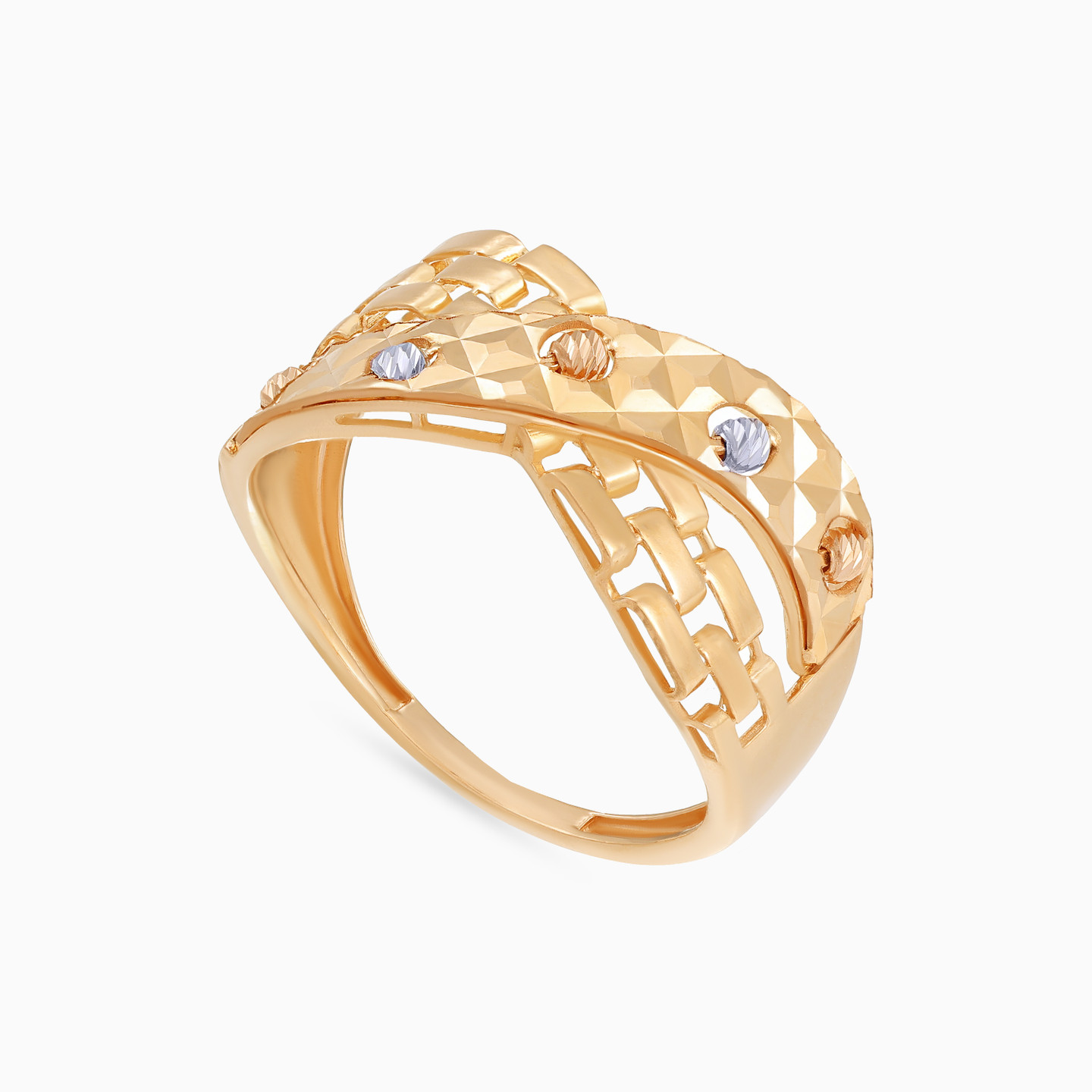 Textured Crisscross Ring in 21K Gold - 3 Textured Crisscross Ring in 21K Gold - 3