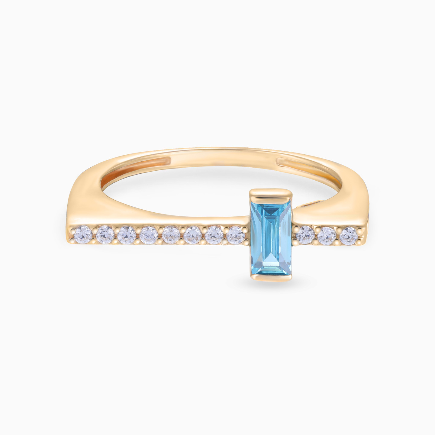 Blue Baguette Cubic Zirconia Ring in 18K Gold Blue Baguette Cubic Zirconia Ring in 18K Gold