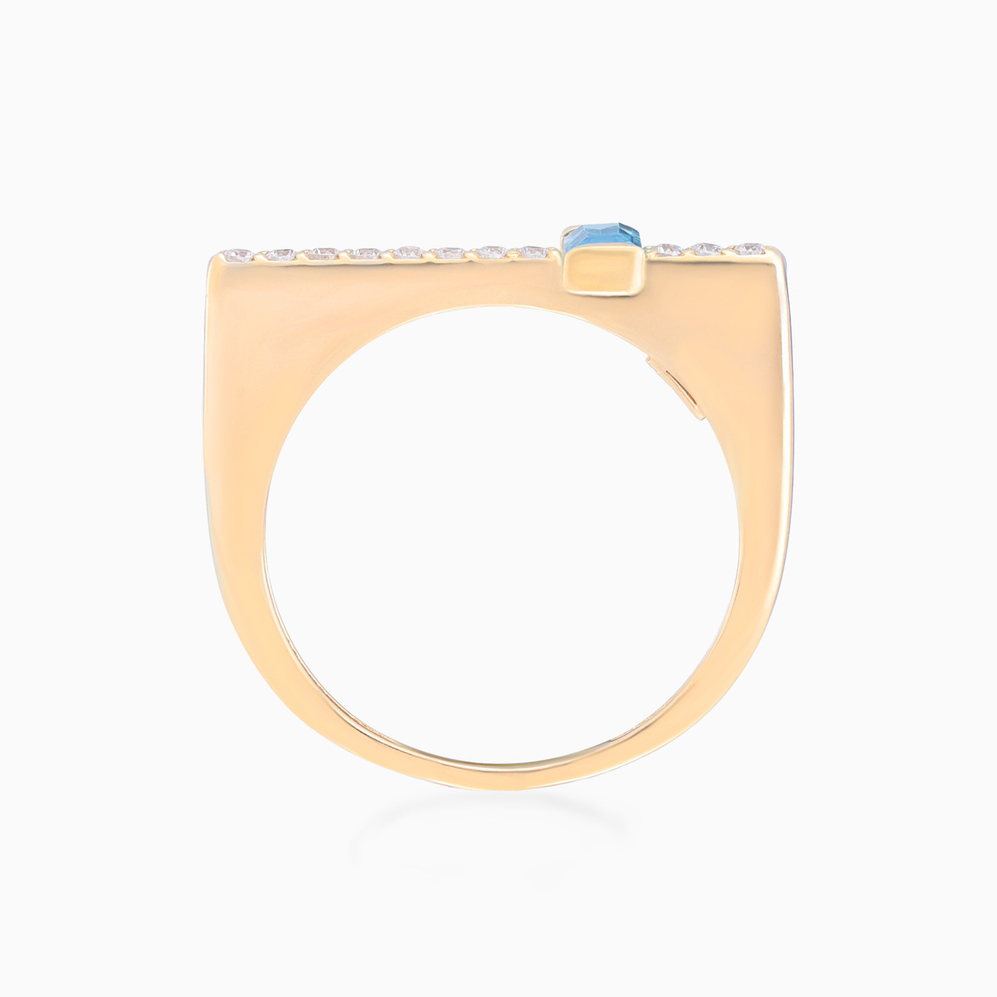 Blue Baguette Cubic Zirconia Ring in 18K Gold - 4 Blue Baguette Cubic Zirconia Ring in 18K Gold - 4