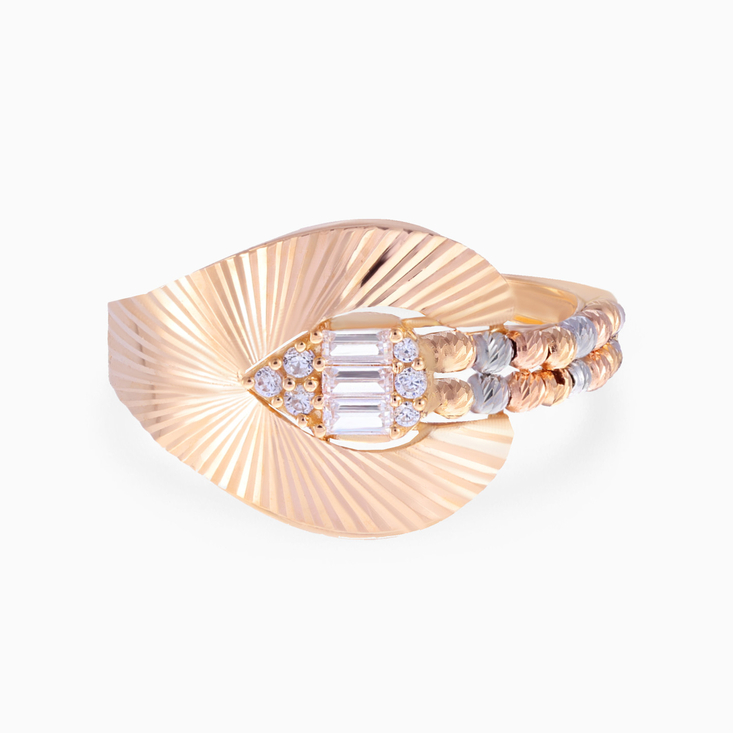 Leaf Cubic Zirconia Ring in 21K Gold Leaf Cubic Zirconia Ring in 21K Gold
