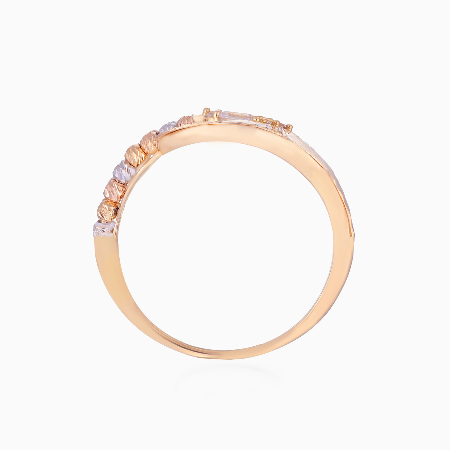 Leaf Cubic Zirconia Ring in 21K Gold - 4 Leaf Cubic Zirconia Ring in 21K Gold - 4