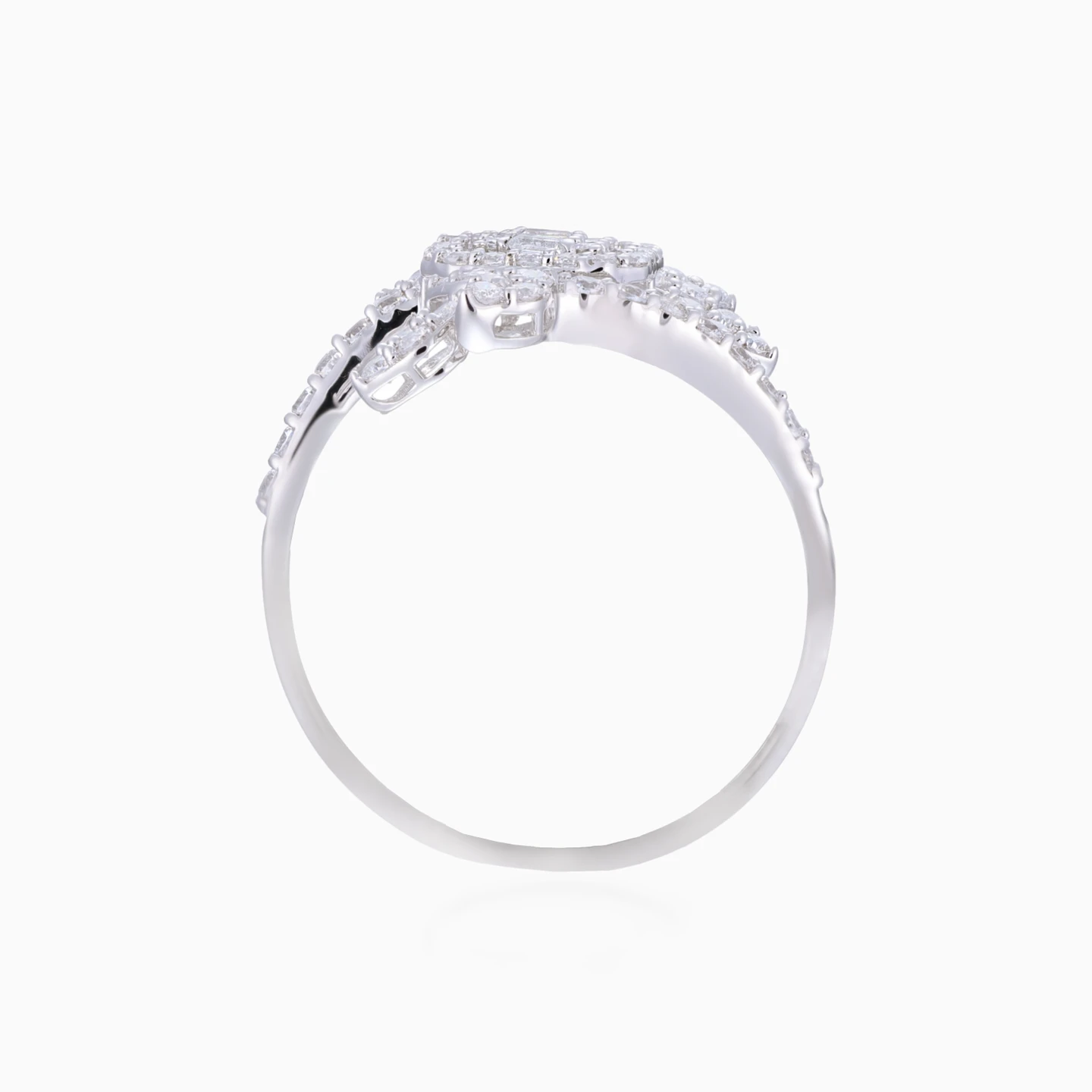 Floral Cubic Zirconia Ring in 18K Gold - 4 Floral Cubic Zirconia Ring in 18K Gold - 4