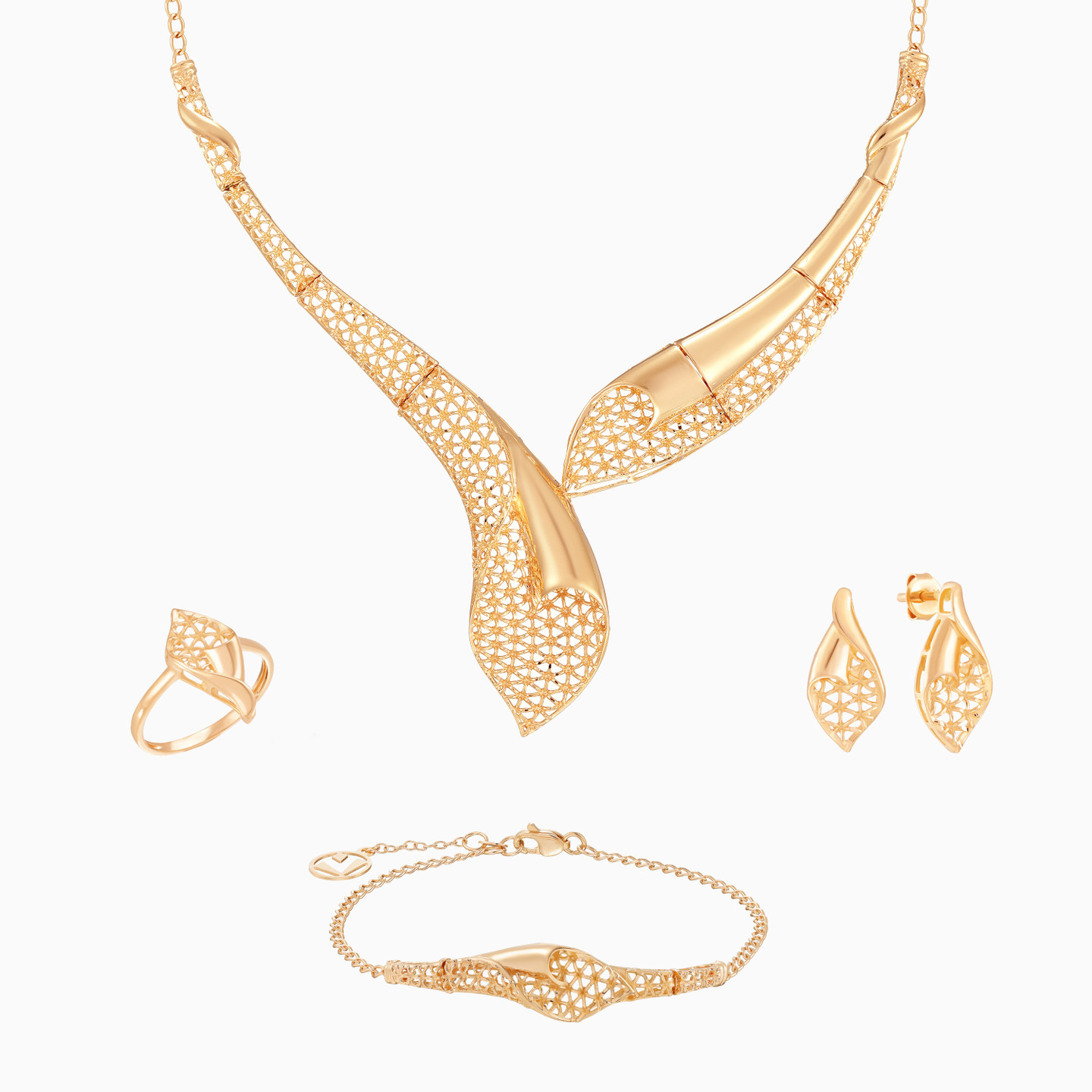 Openwork Leaf Set in 21K Gold (4 Pieces) Openwork Leaf Set in 21K Gold (4 Pieces)