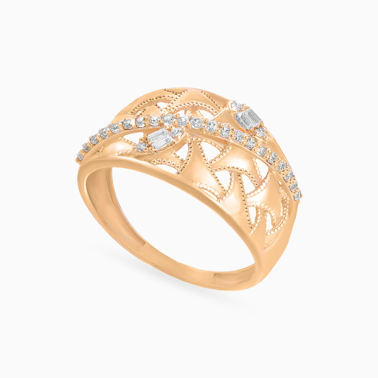 Openwork Fan Cubic Zirconia Ring in 21K Gold Openwork Fan Cubic Zirconia Ring in 21K Gold