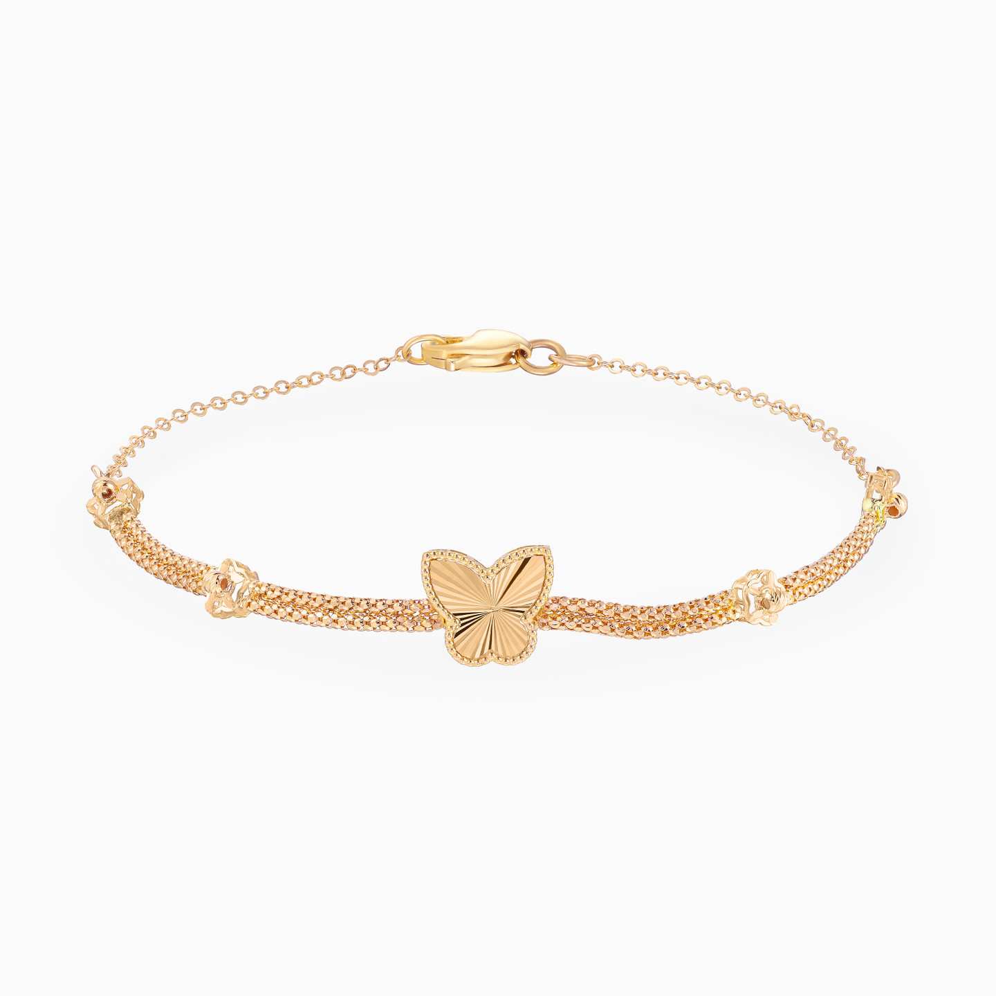 Butterflies and Flowers Set in 21K Gold (4 Pieces) - 3 Butterflies and Flowers Set in 21K Gold (4 Pieces) - 3