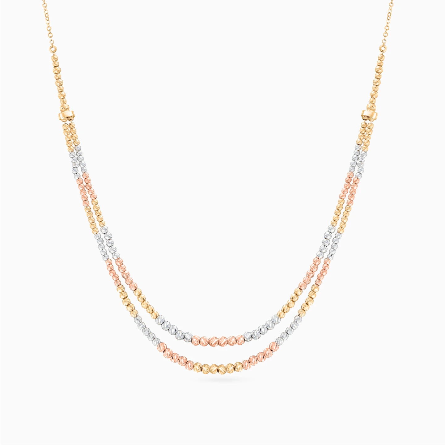 Three-Tone Beads Layered Set in 21K Gold (4 Pieces) - 2 Three-Tone Beads Layered Set in 21K Gold (4 Pieces) - 2