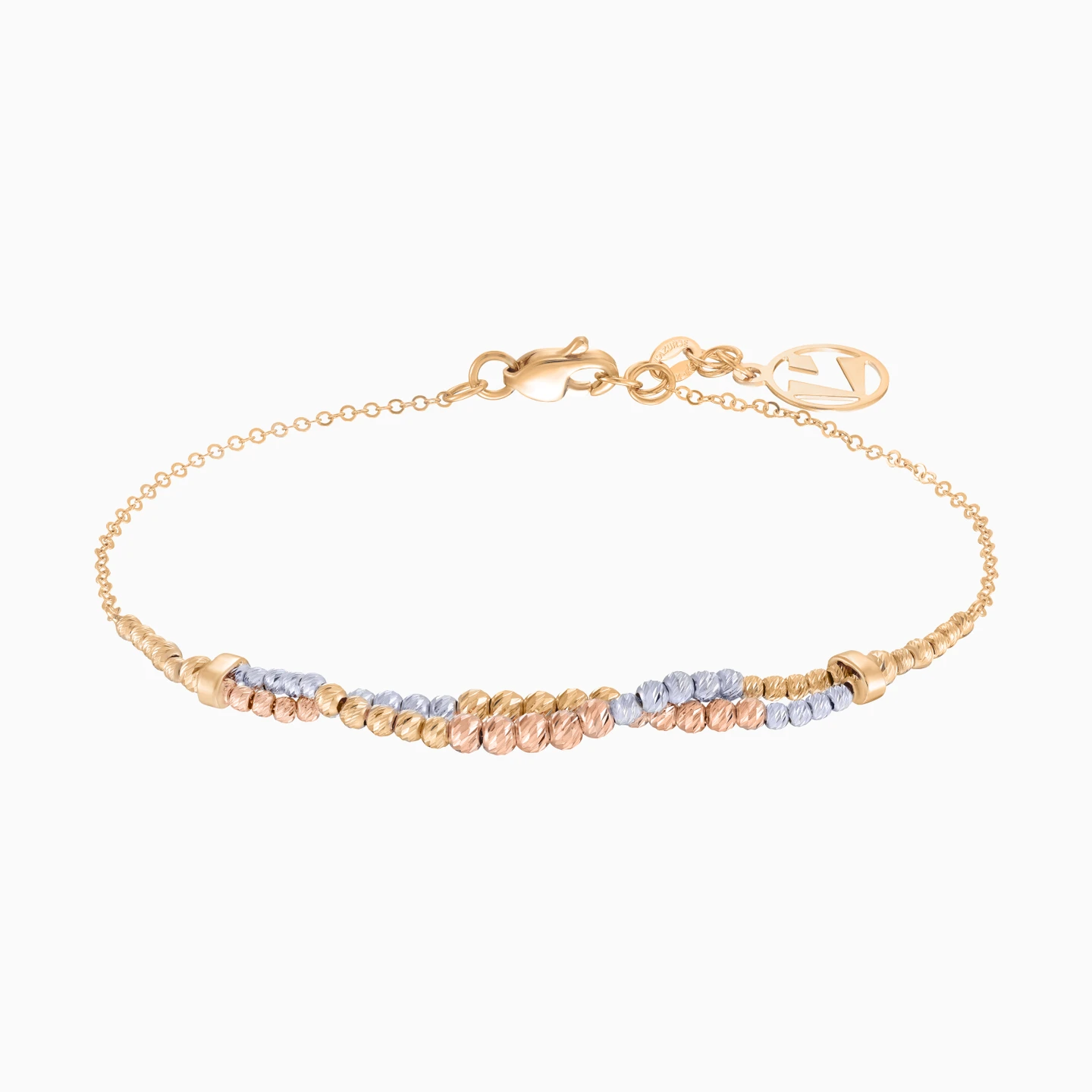 Three-Tone Beads Layered Set in 21K Gold (4 Pieces) - 3 Three-Tone Beads Layered Set in 21K Gold (4 Pieces) - 3