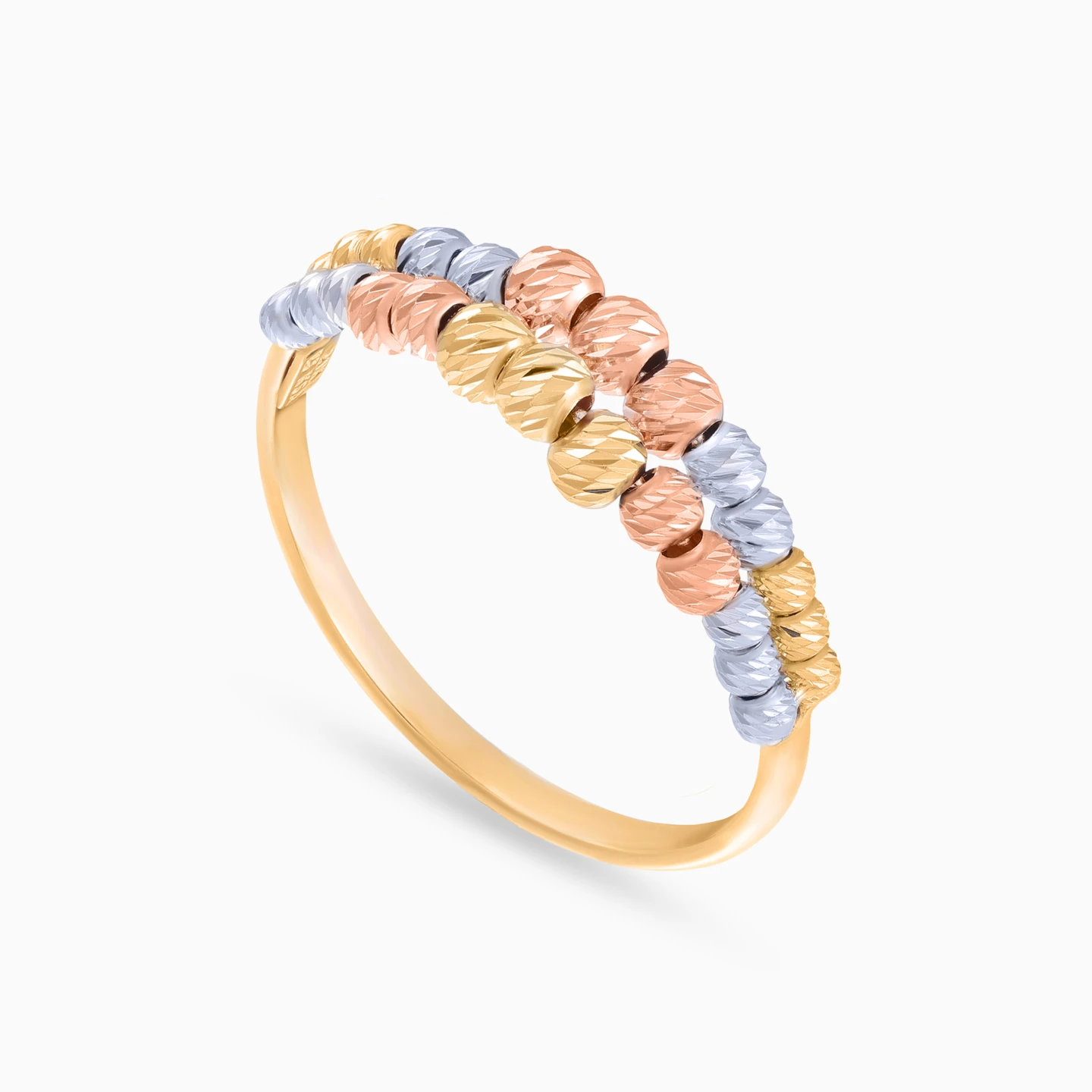 Three-Tone Beads Layered Set in 21K Gold (4 Pieces) - 4 Three-Tone Beads Layered Set in 21K Gold (4 Pieces) - 4