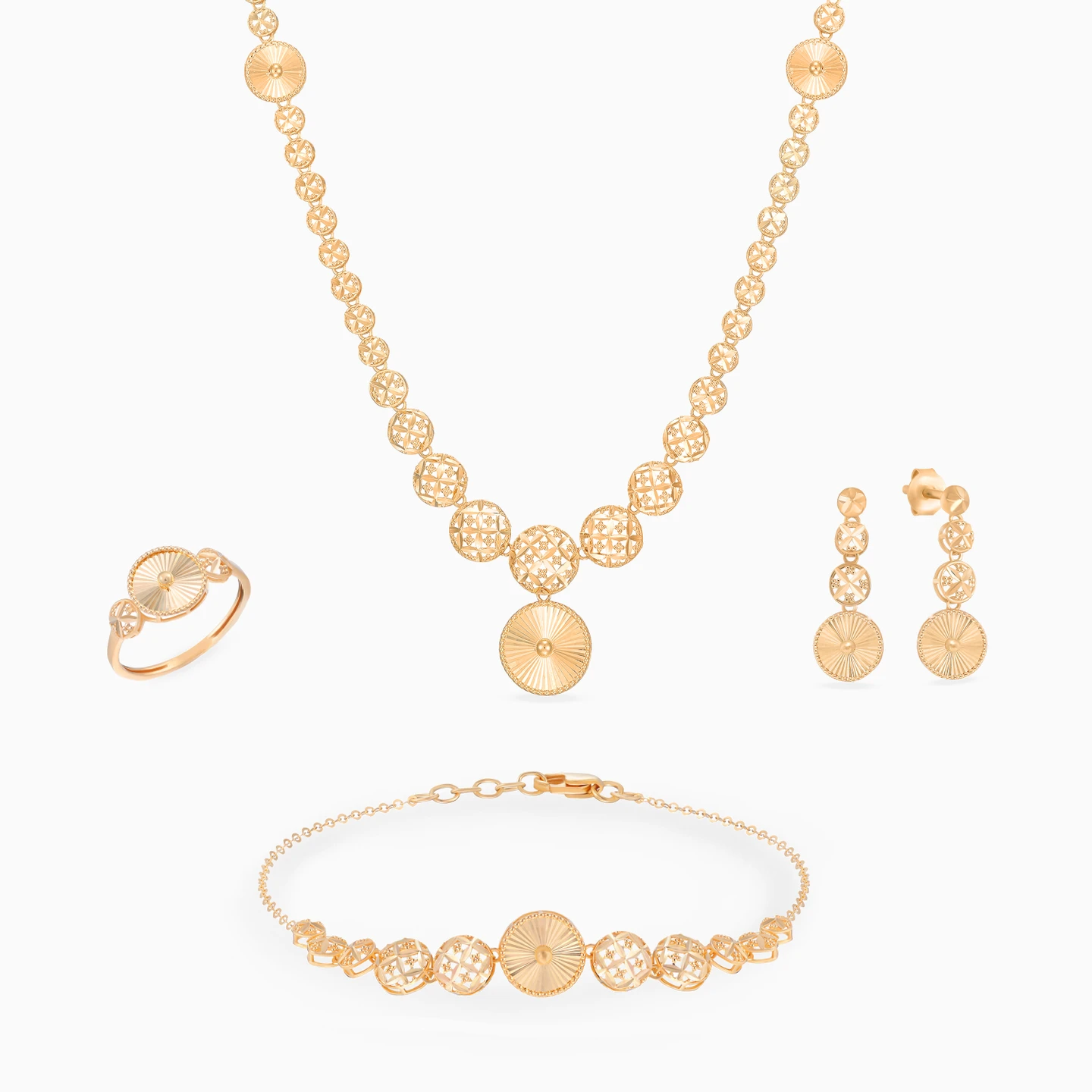 Openwork Round Discs Set in 21K Gold (4 Pieces) Openwork Round Discs Set in 21K Gold (4 Pieces)
