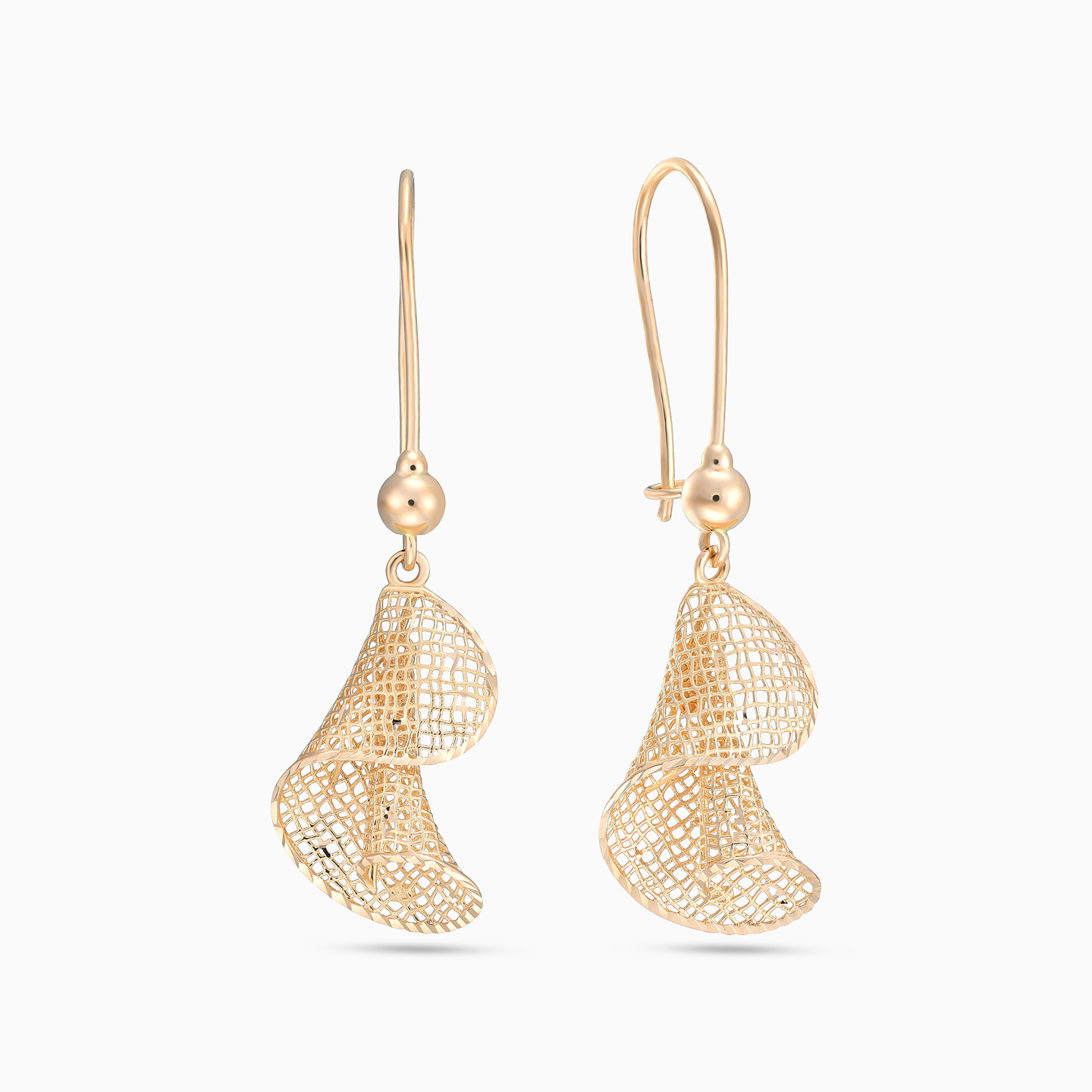 Twisted Mesh Drop Earrings in 21K Gold Twisted Mesh Drop Earrings in 21K Gold