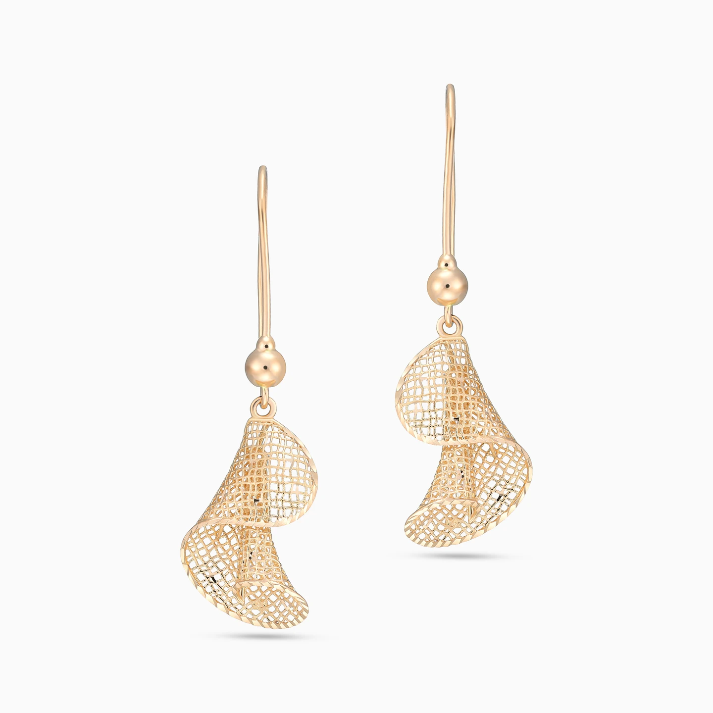 Twisted Mesh Drop Earrings in 21K Gold - 3 Twisted Mesh Drop Earrings in 21K Gold - 3