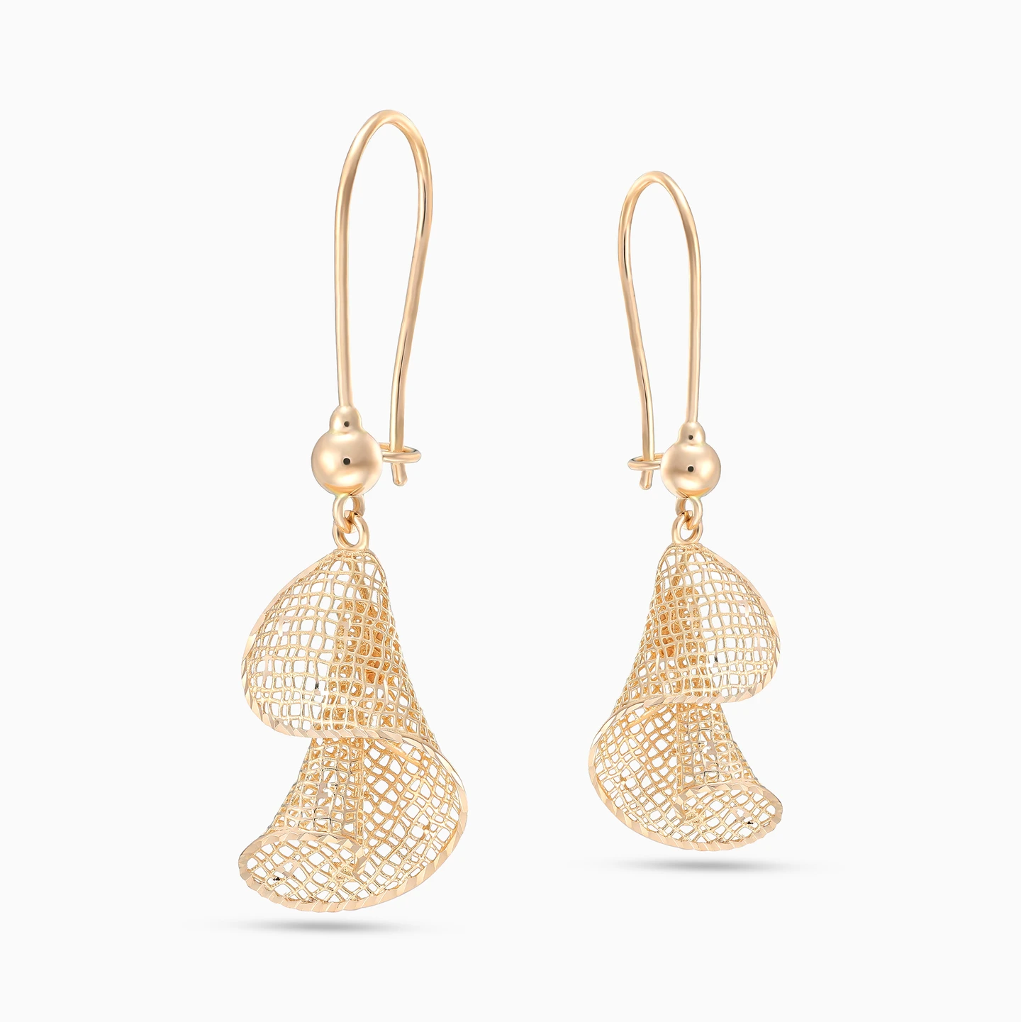 Twisted Mesh Drop Earrings in 21K Gold - 4 Twisted Mesh Drop Earrings in 21K Gold - 4